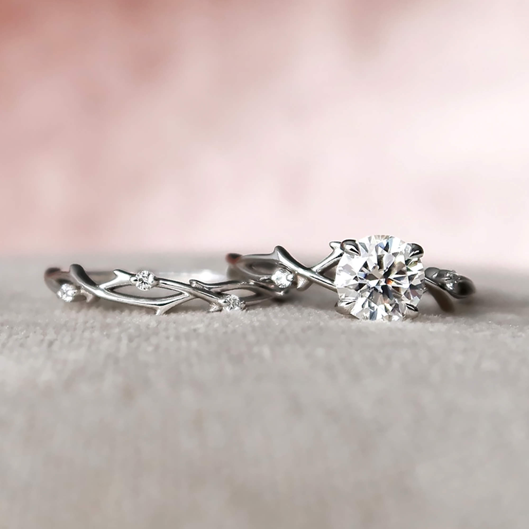 Pre Owned 1.15 cts Round Lab Grown Diamond 14k White Gold Wedding Rings Set Size 52