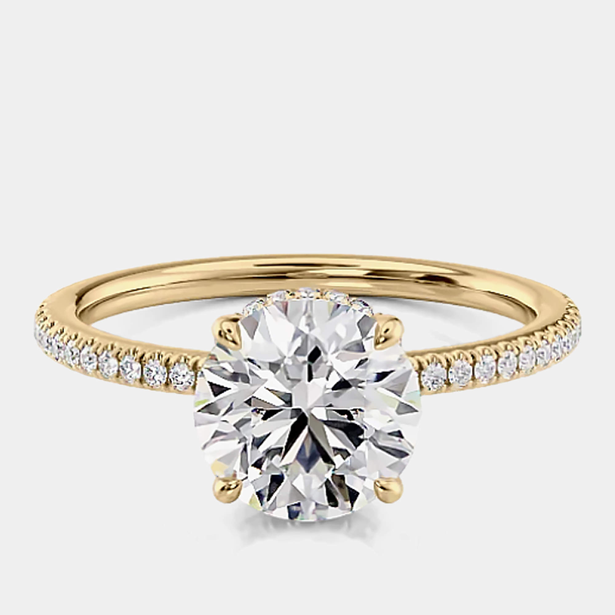 مملوكة مسبقًا 1.90 cts Round Cut Lab Grown Diamond 18k Yellow Gold Wedding Ring Size 52