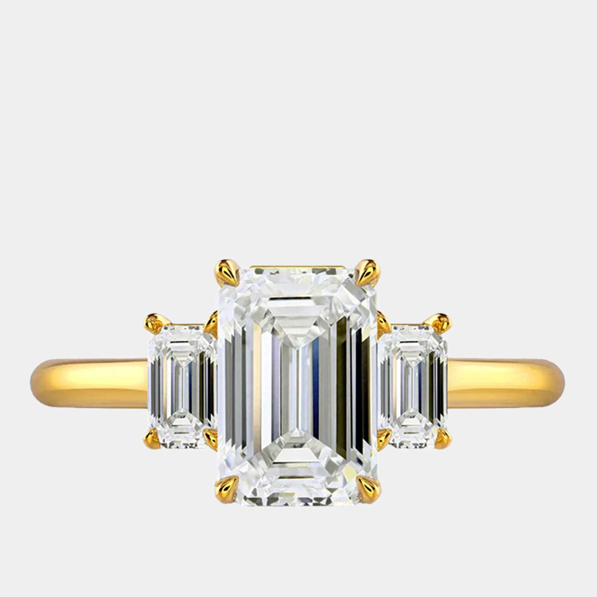 مملوكة مسبقًا 4 cts Lab Grown Emerald Diamond 18k Yellow Gold Ring Size 7