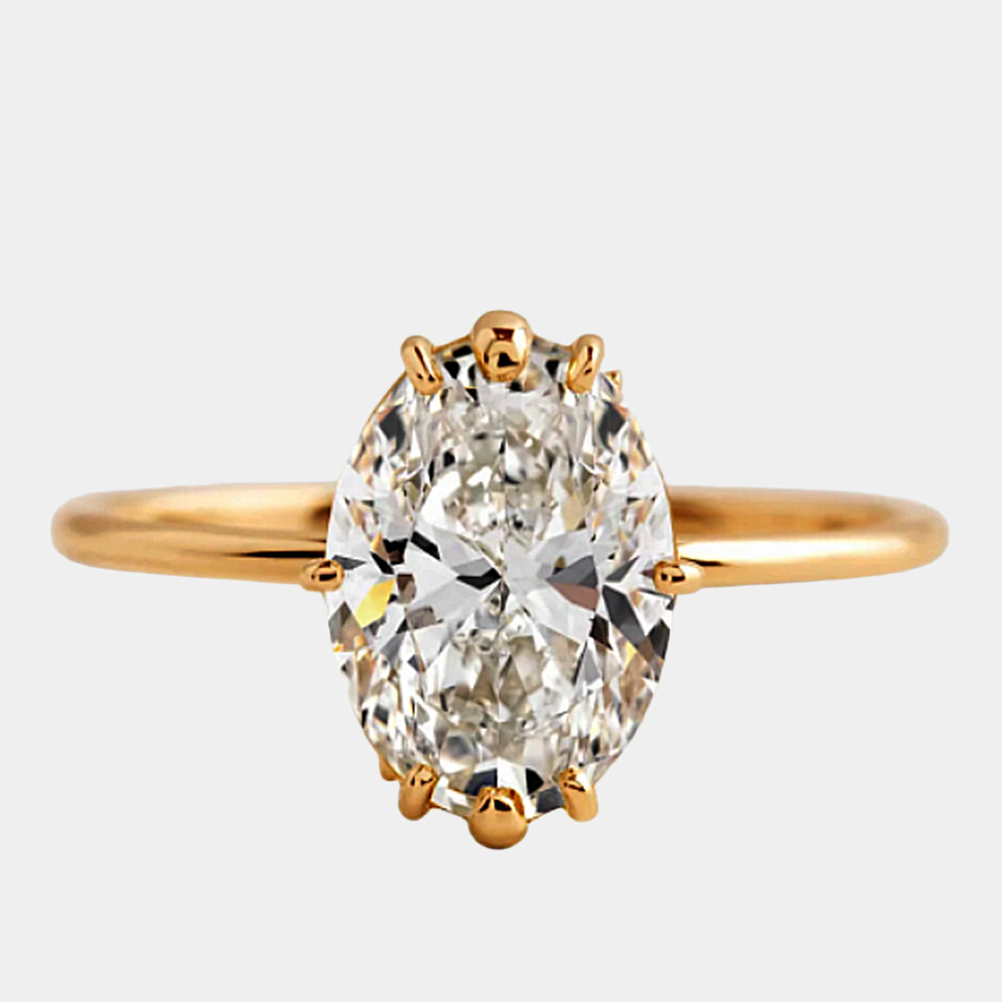 مملوكة مسبقًا 2.2 cts Oval Lab Grown Diamond 18k Yellow Gold Wedding Ring Size 52