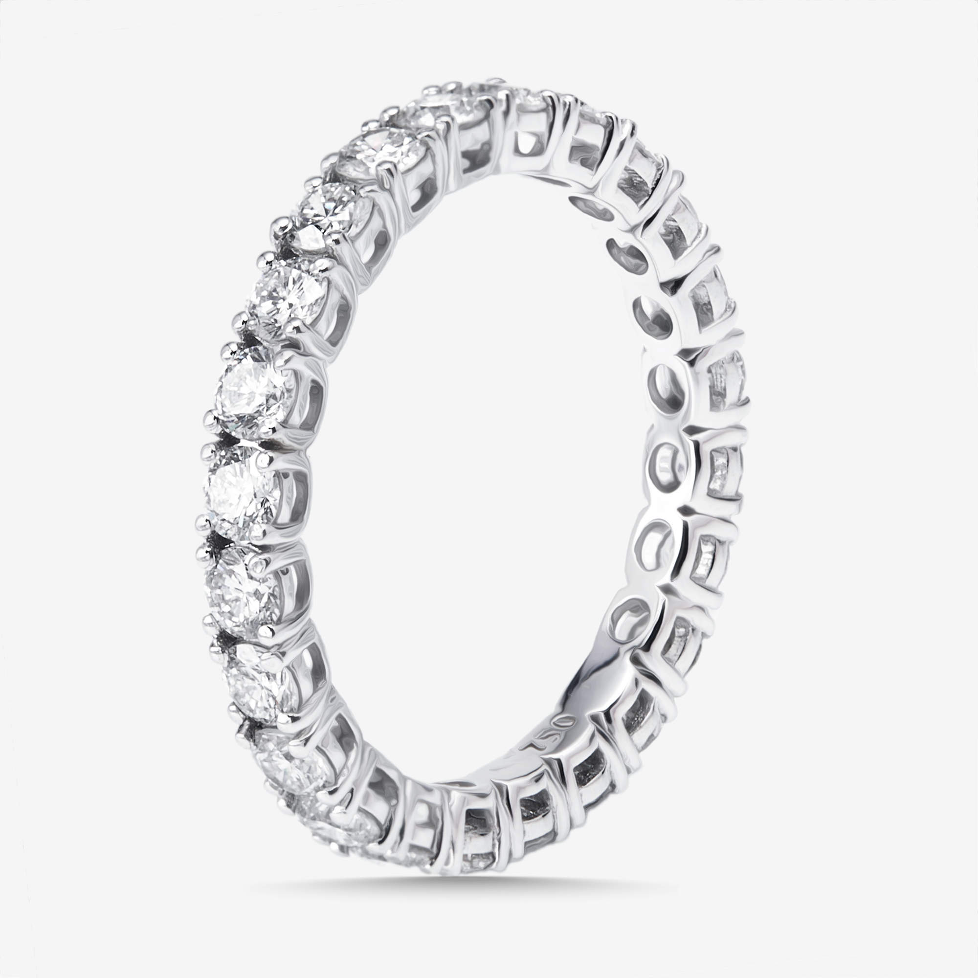 Pre Owned 1.5 cts Round Lab Grown Diamonds 18k White Gold Ring Size 53