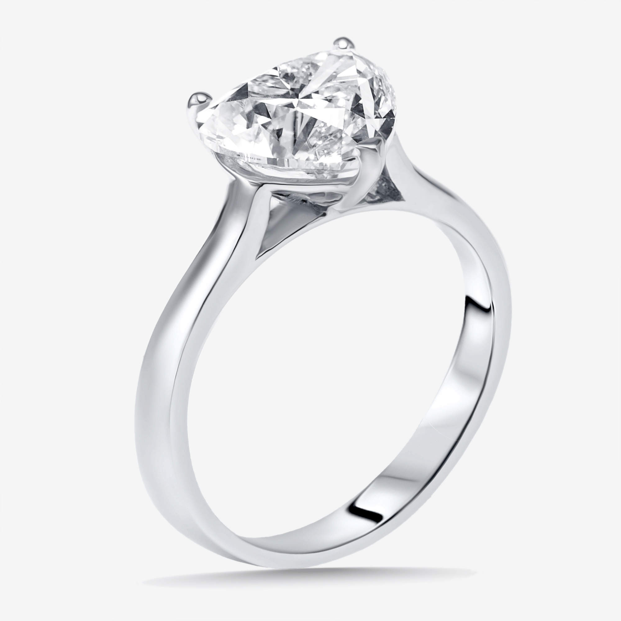 مملوكة مسبقًا 3 cts Heart Lab Grown Diamonds 14k White Gold Ring Size 54