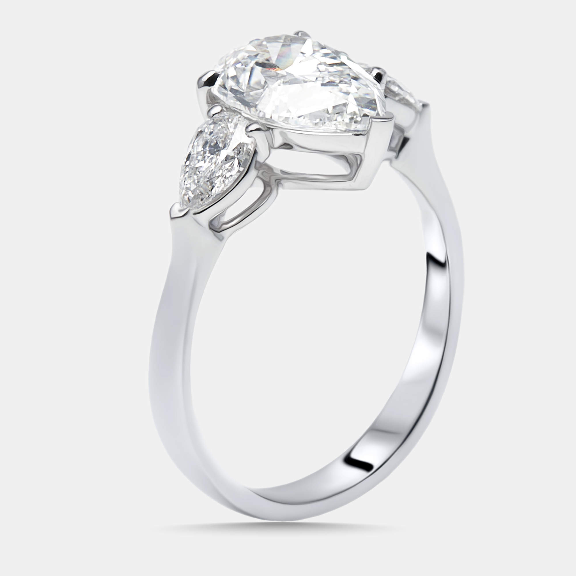 Pre Owned 2.5 cts Pear Lab Grown Diamonds 18k White Gold Ring Size 51