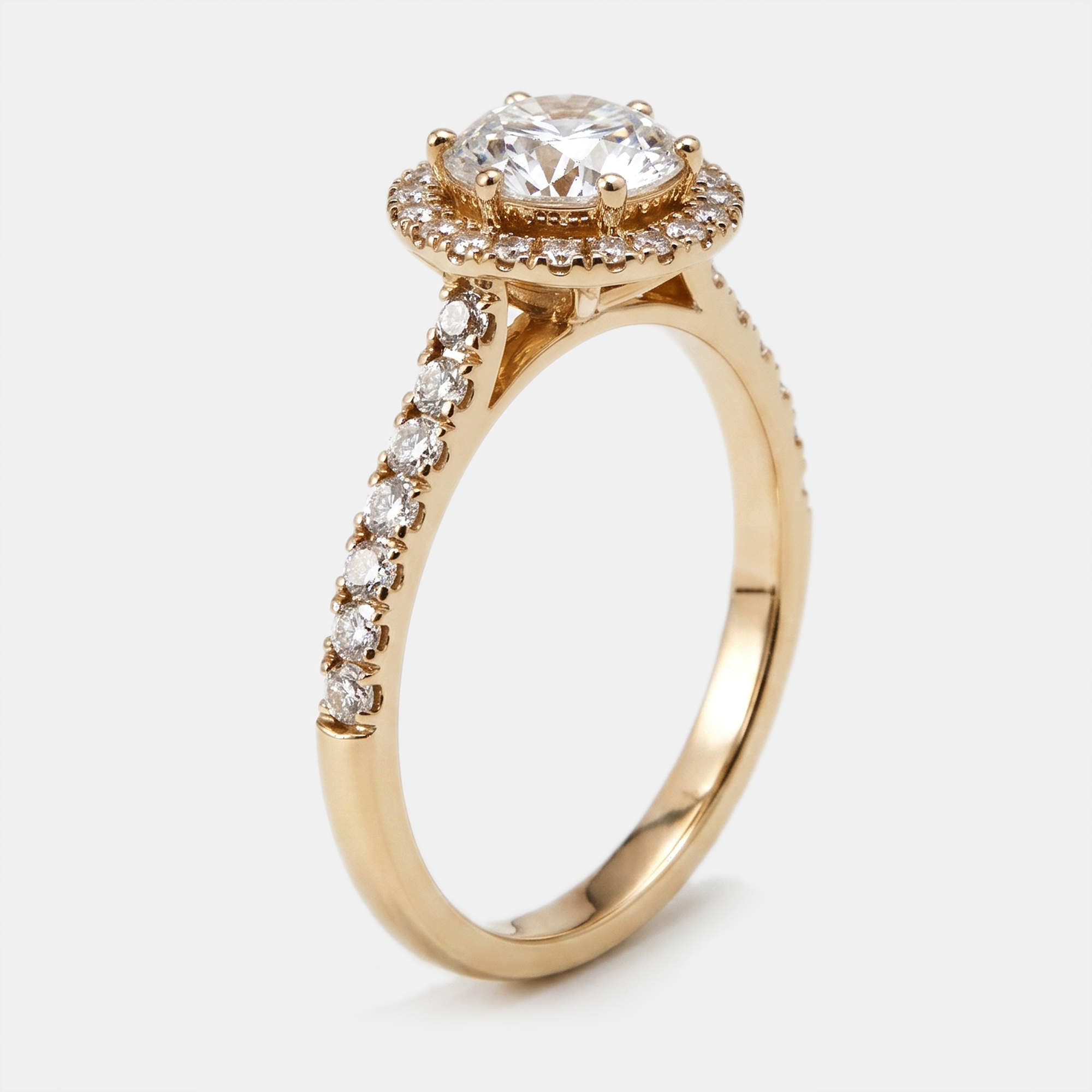 Pre Owned 2.5 cts Round Lab Grown Diamonds 18k Yellow Gold Ring Size 52