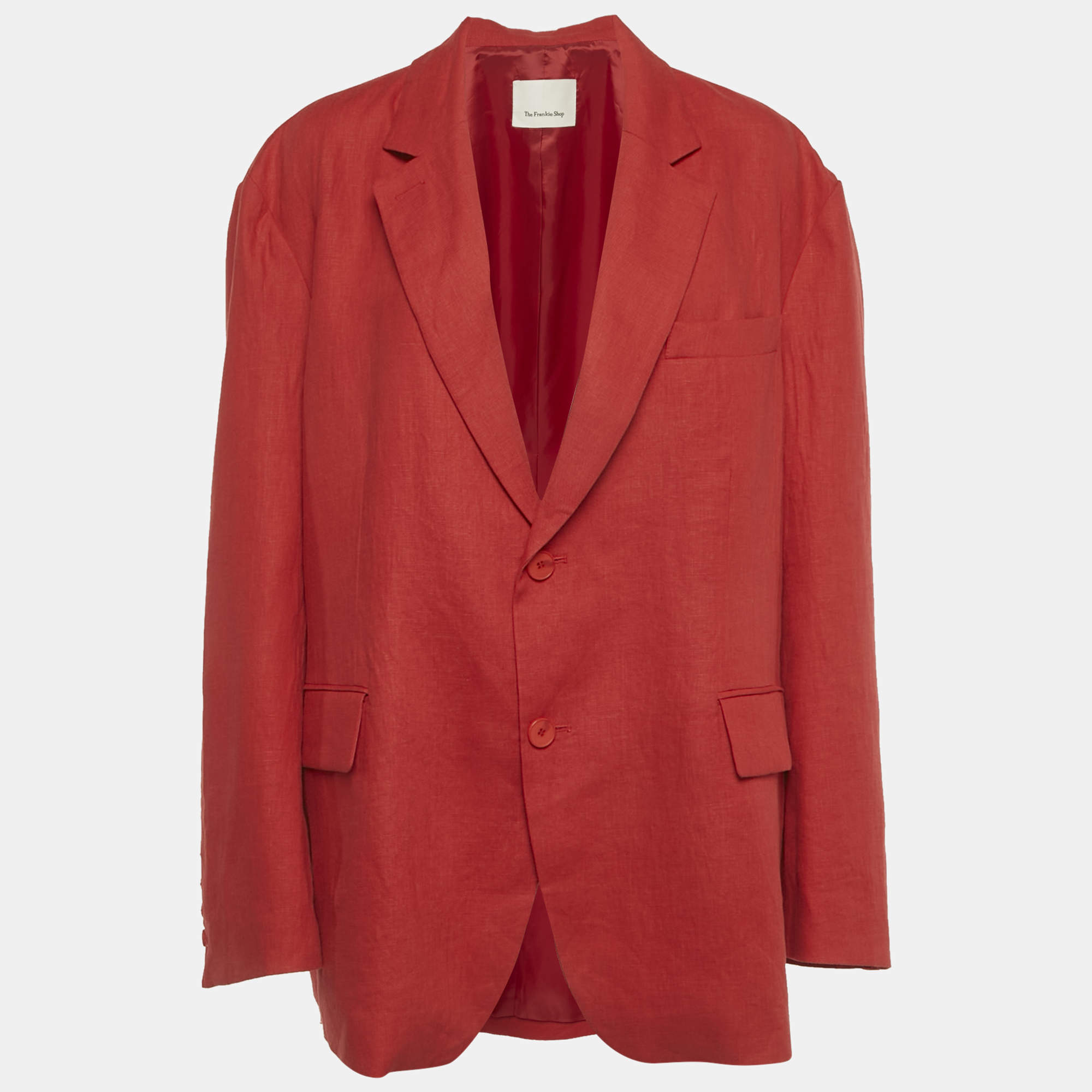 Pre Owned The Frankie Shop Red Linen Single Breasted Blazer S