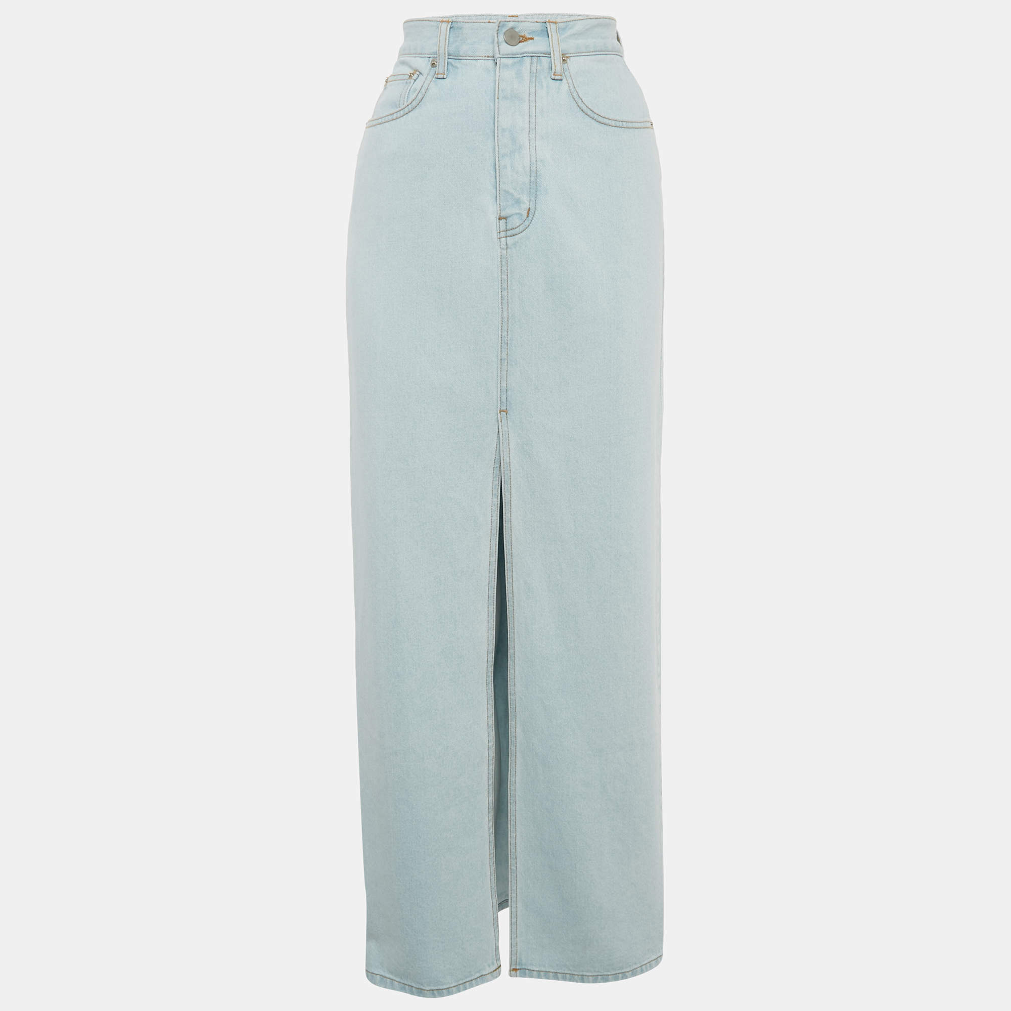 Pre Owned تنورة ذا فرانكي شوب جينز أزرق بشق طويل مقاس صغير (سمول)