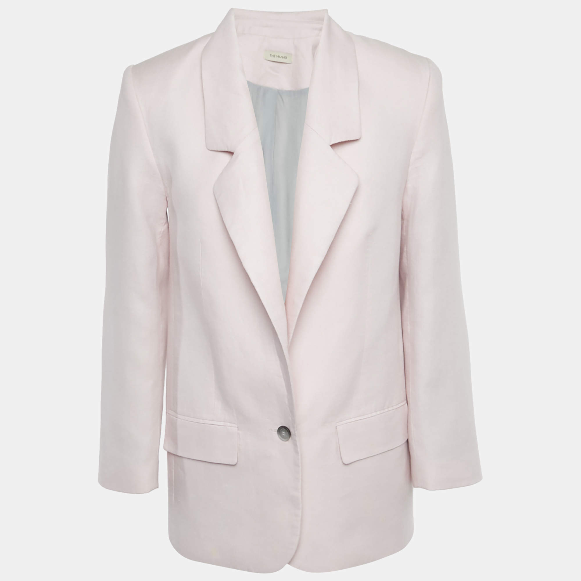 Pre Owned The Mannei Pink Linen Single Breasted Oversized Volterra Blazer S 