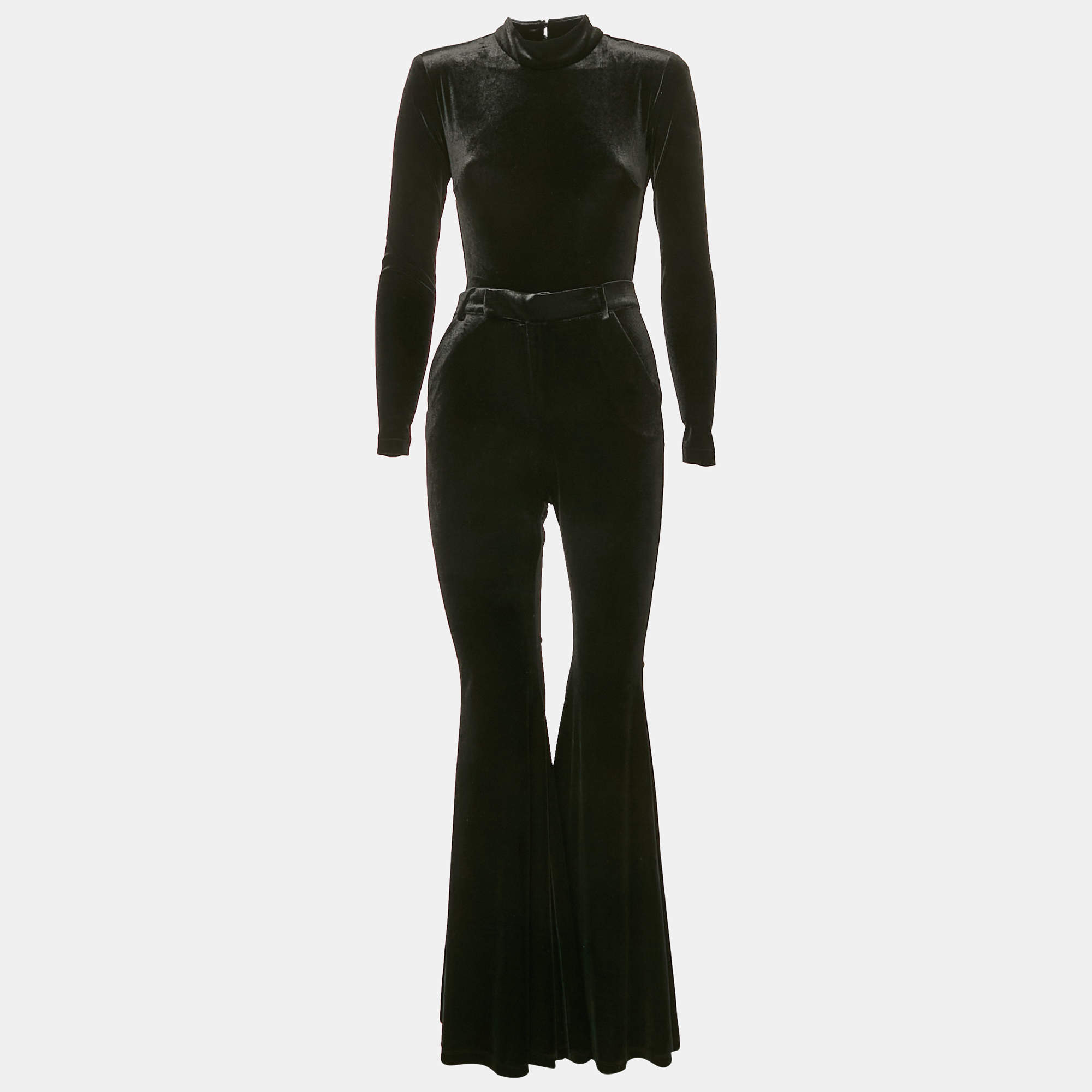 Pre Owned The New Arrivals By Ilkyaz Ozel Black Velvet Jersey Bodycon and Trousers Set XS