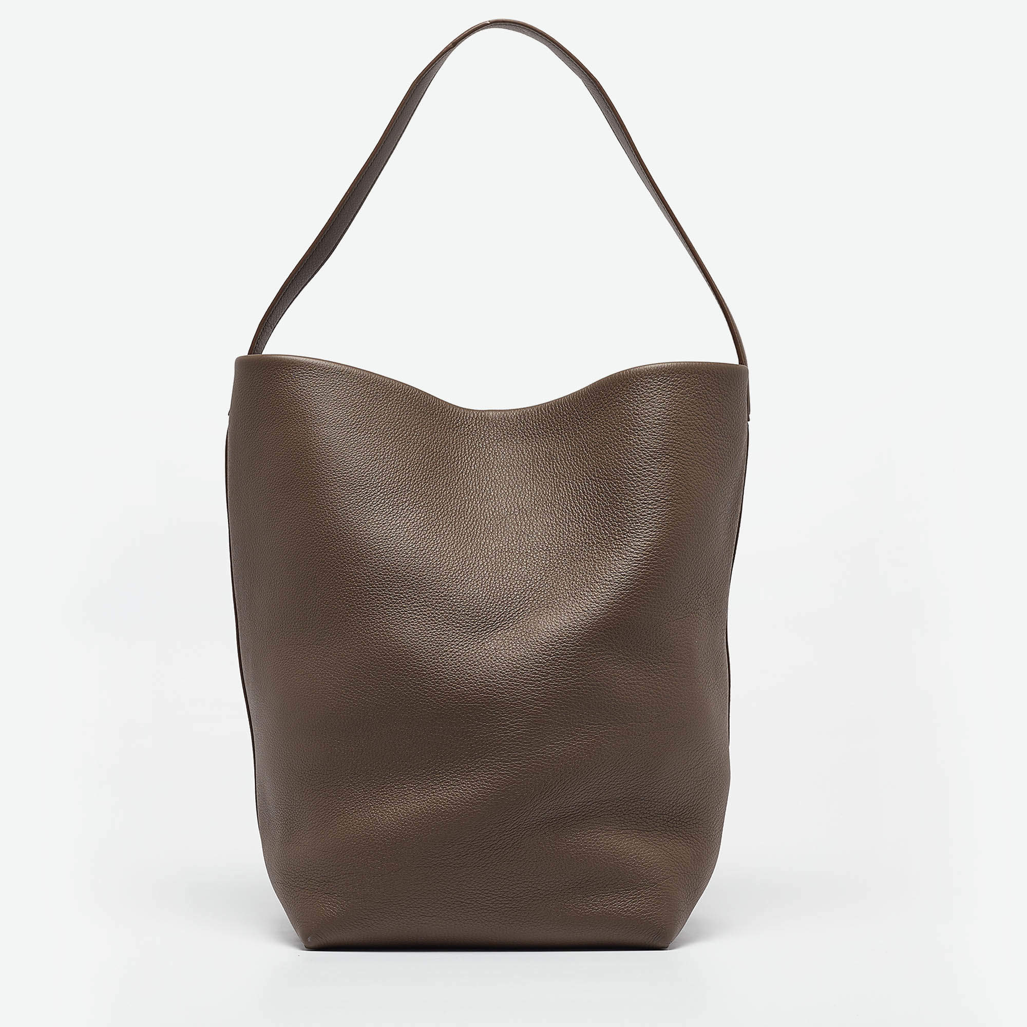 The Row Brown Leather Large N/S Park Tote