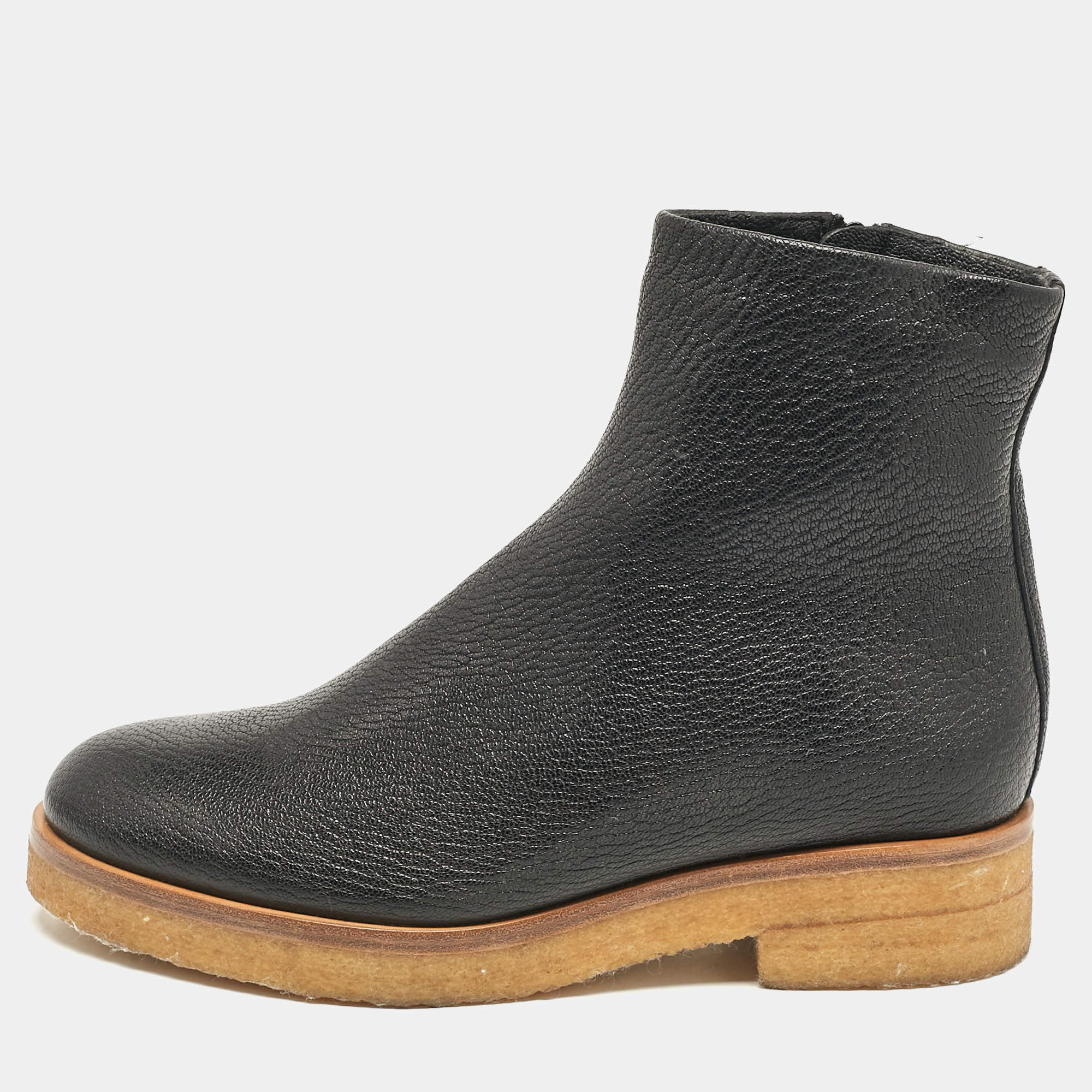 The Row Black Leather Boris Ankle Length Boots Size 37