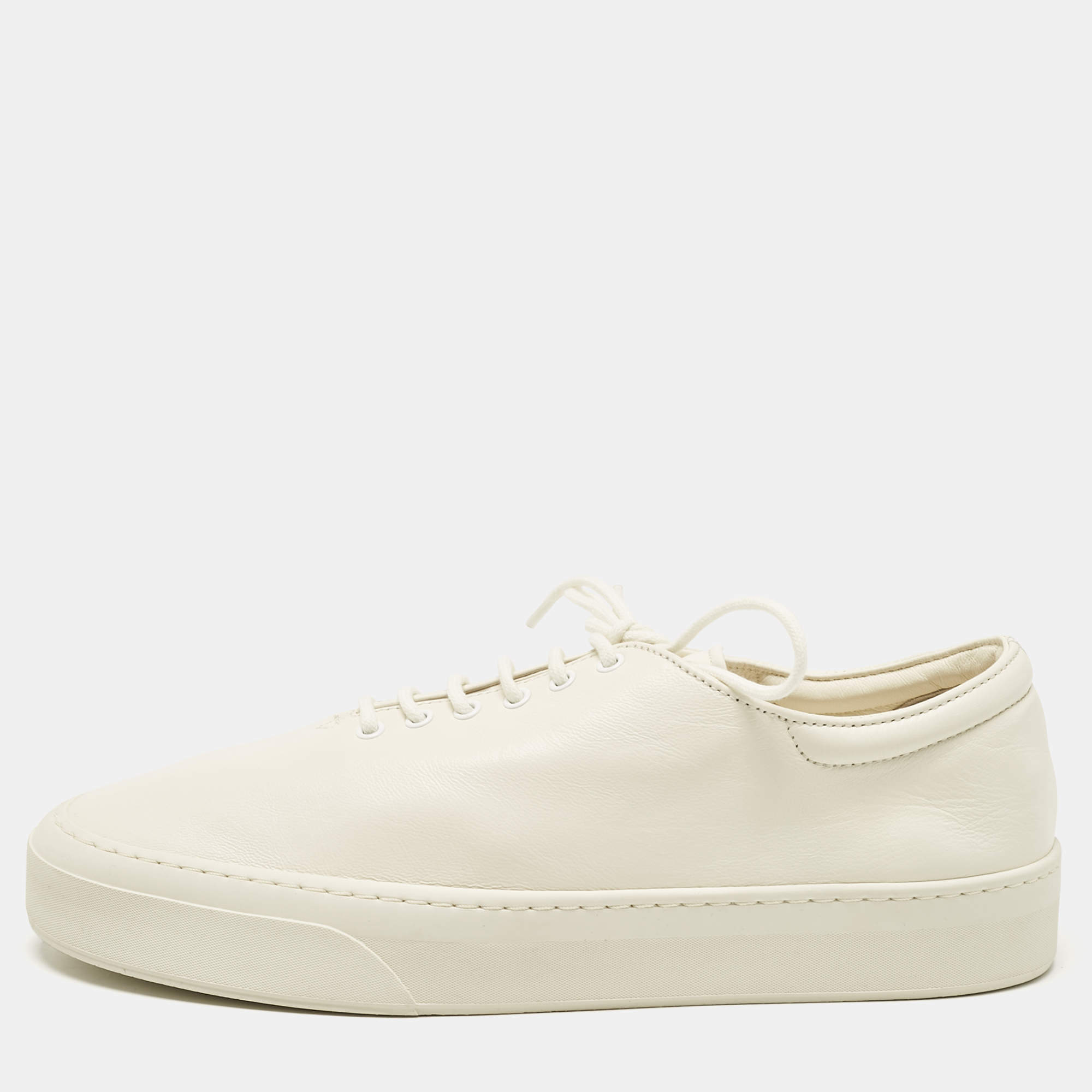 The Row White Leather Marie H Low Top Sneakers Size 38.5