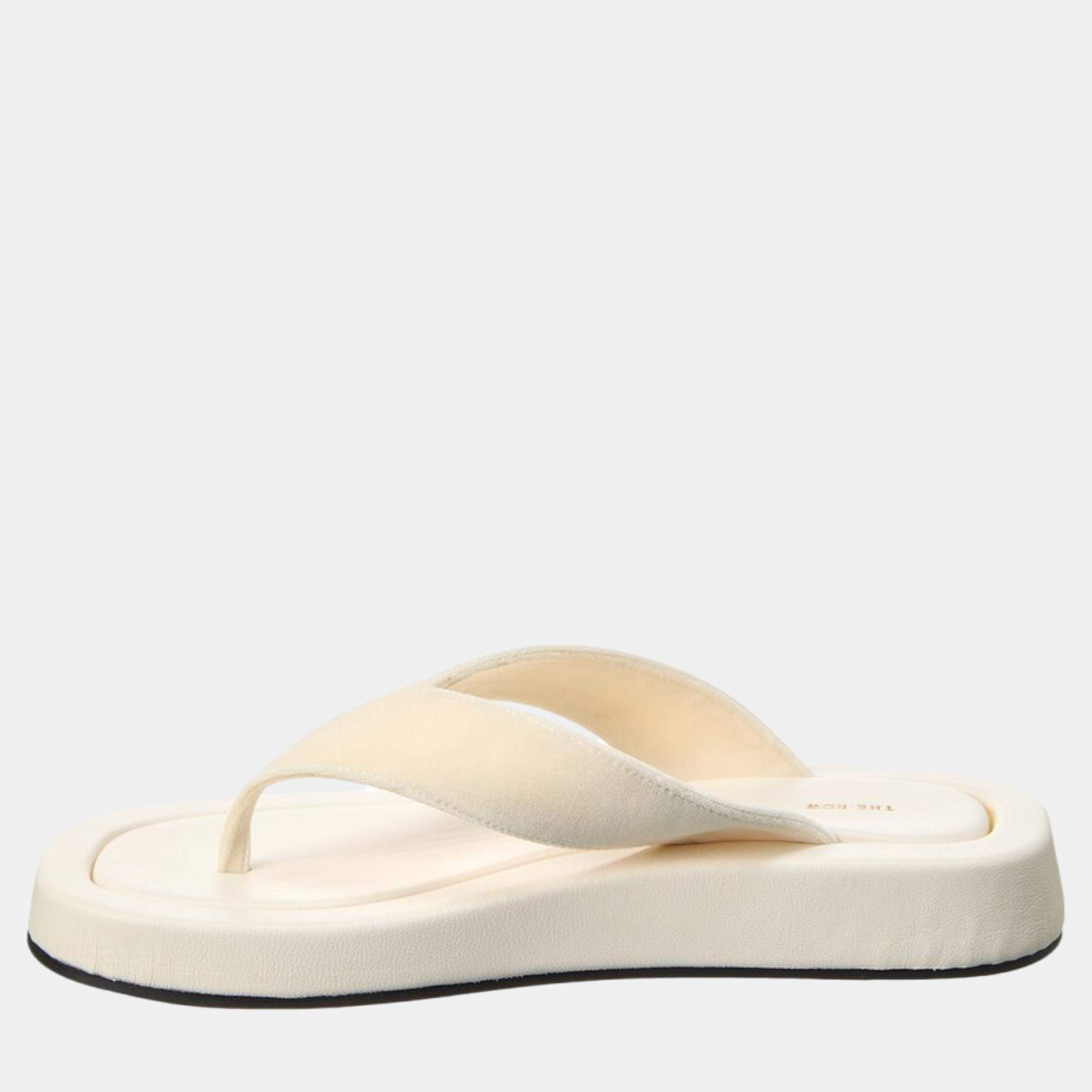 The Row White velvet sandals The Row TLC