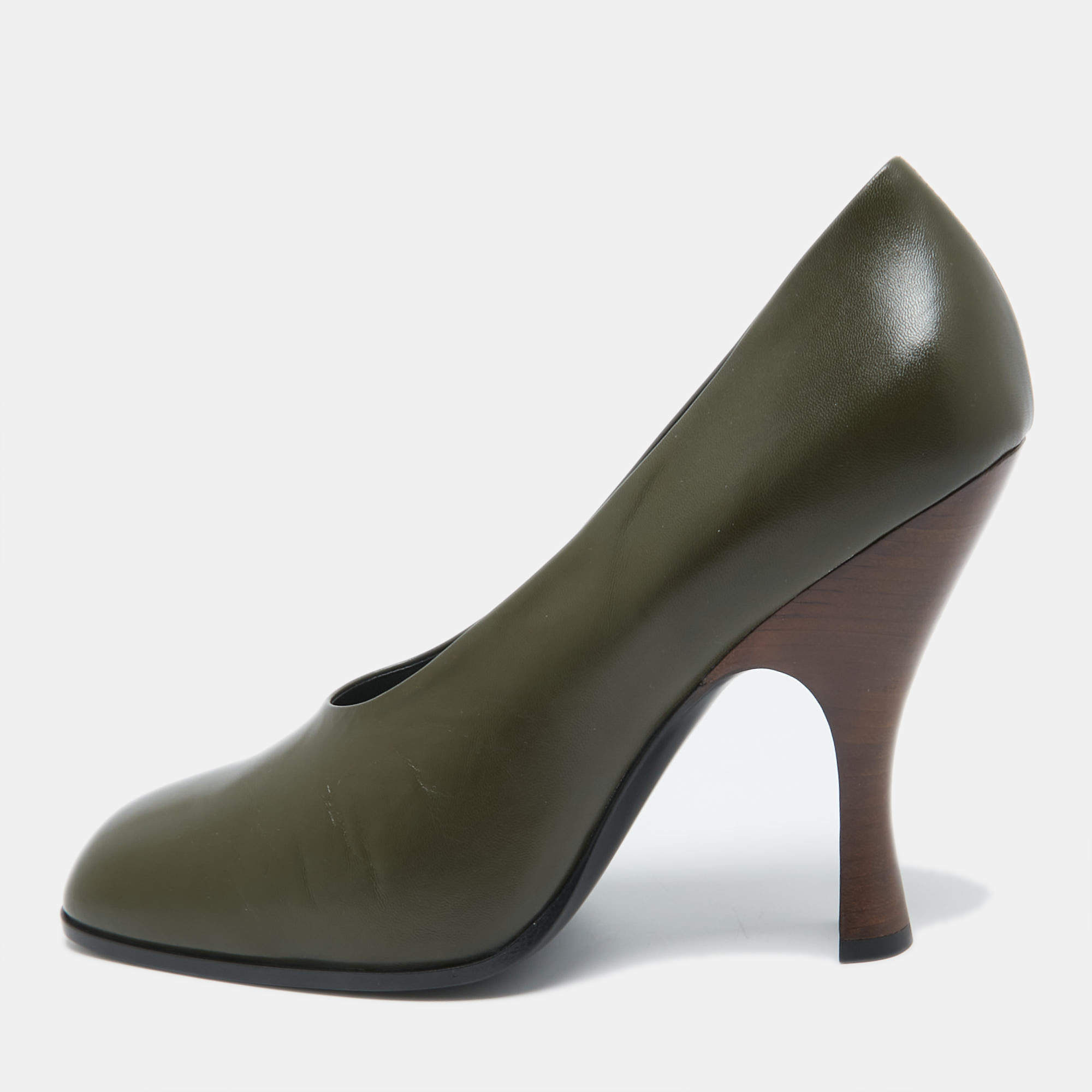 The Row Green  Leather Round Toe Pumps Size 41