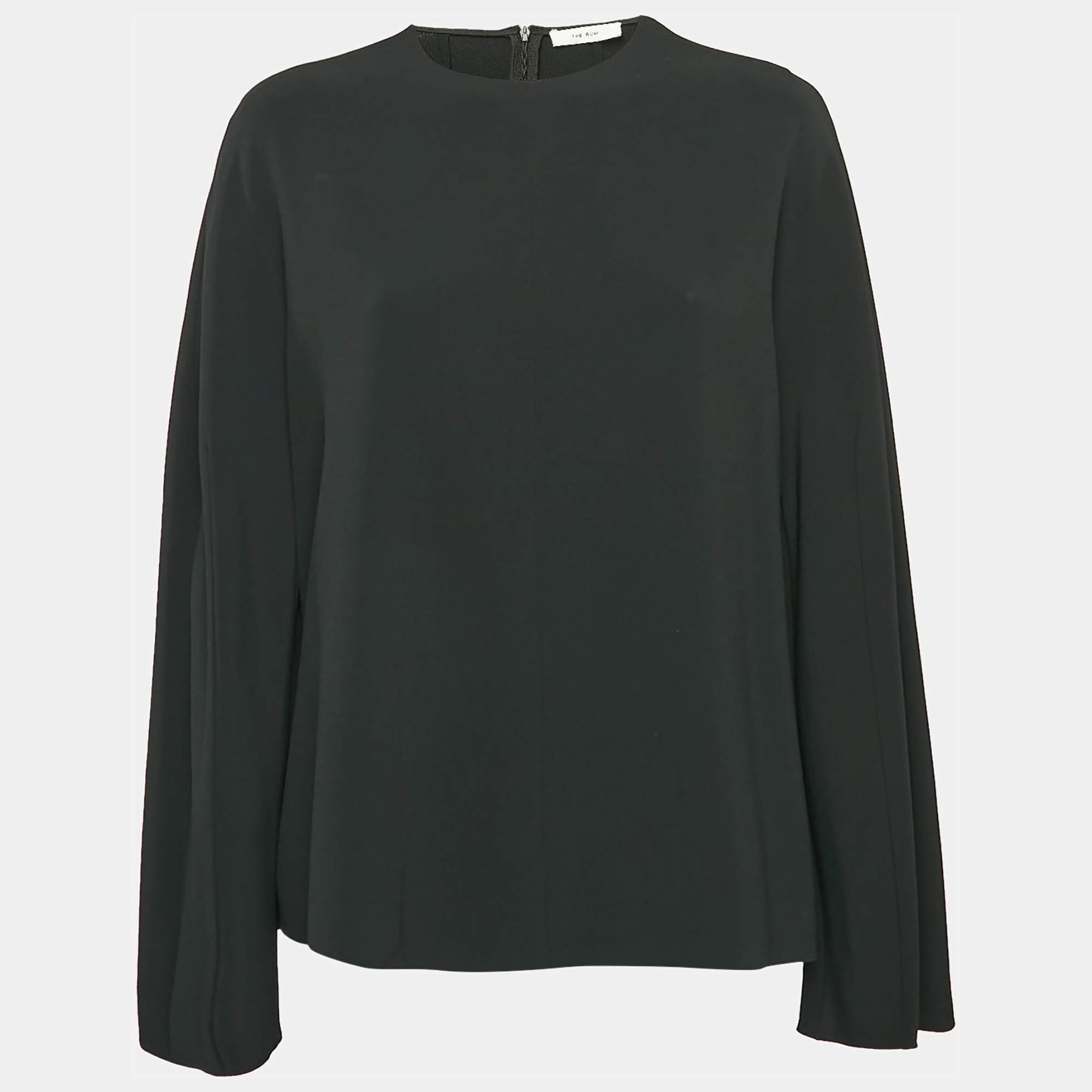 Pre Owned The Row Black Crepe Long Sleeve Loose Fit Blouse M