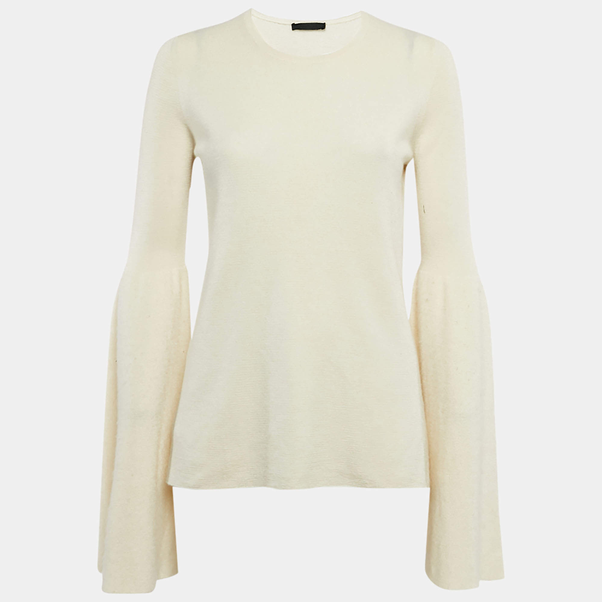 The Row Cream Cashmere and Silk Full Sleeve Sweater M