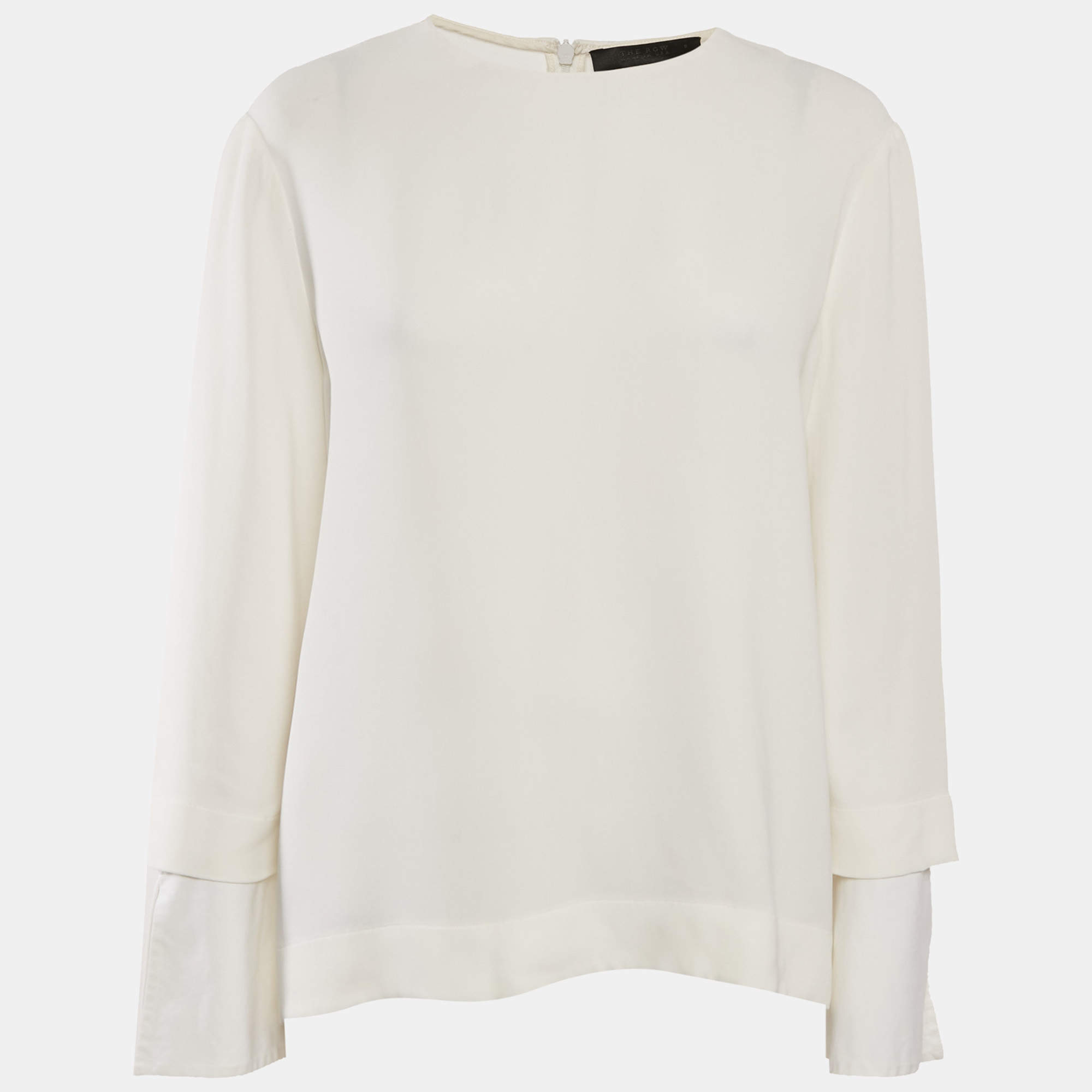Pre Owned The Row White Crepe Long Sleeve Blouse M