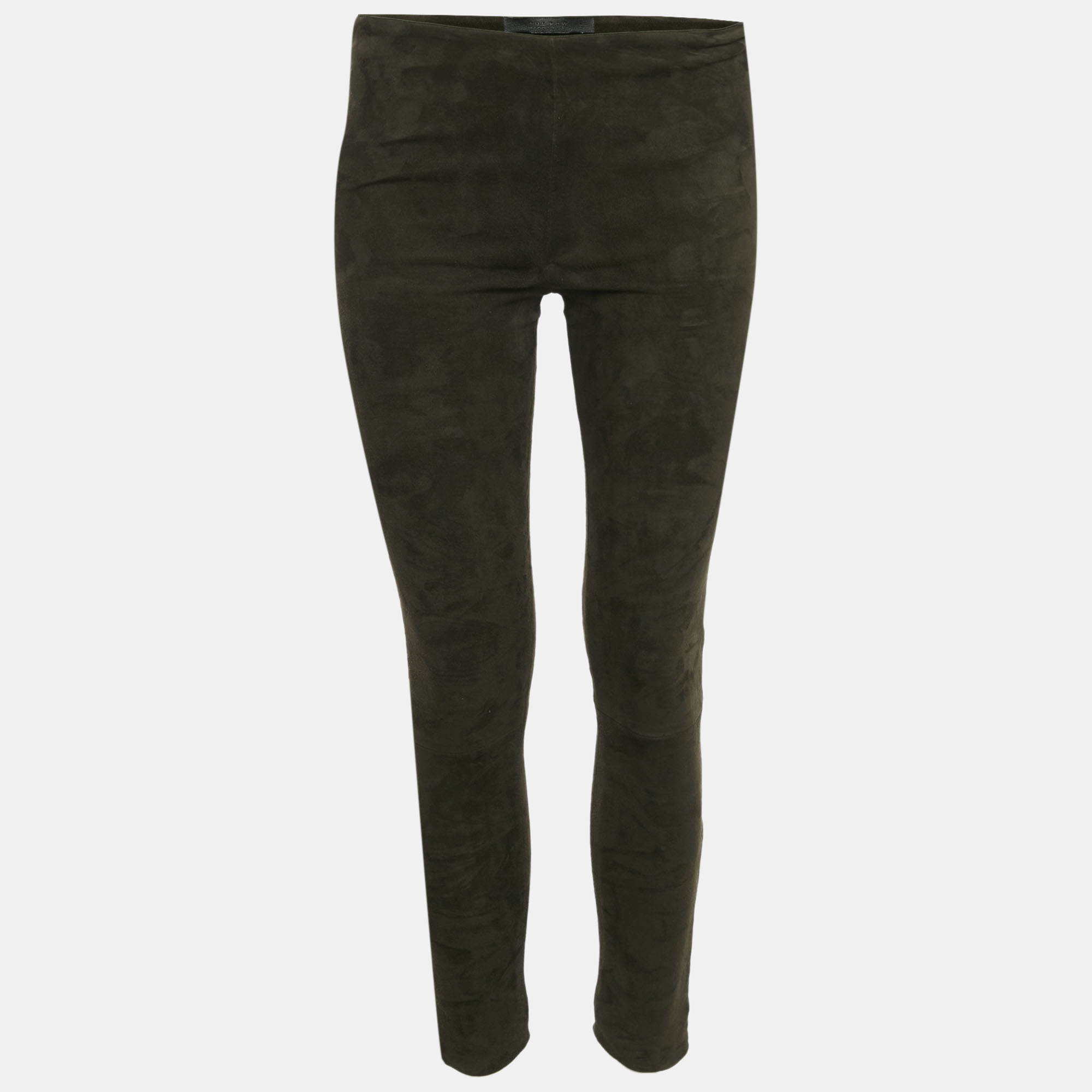 Pre Owned The Row Olive Green Suede Trousers S 