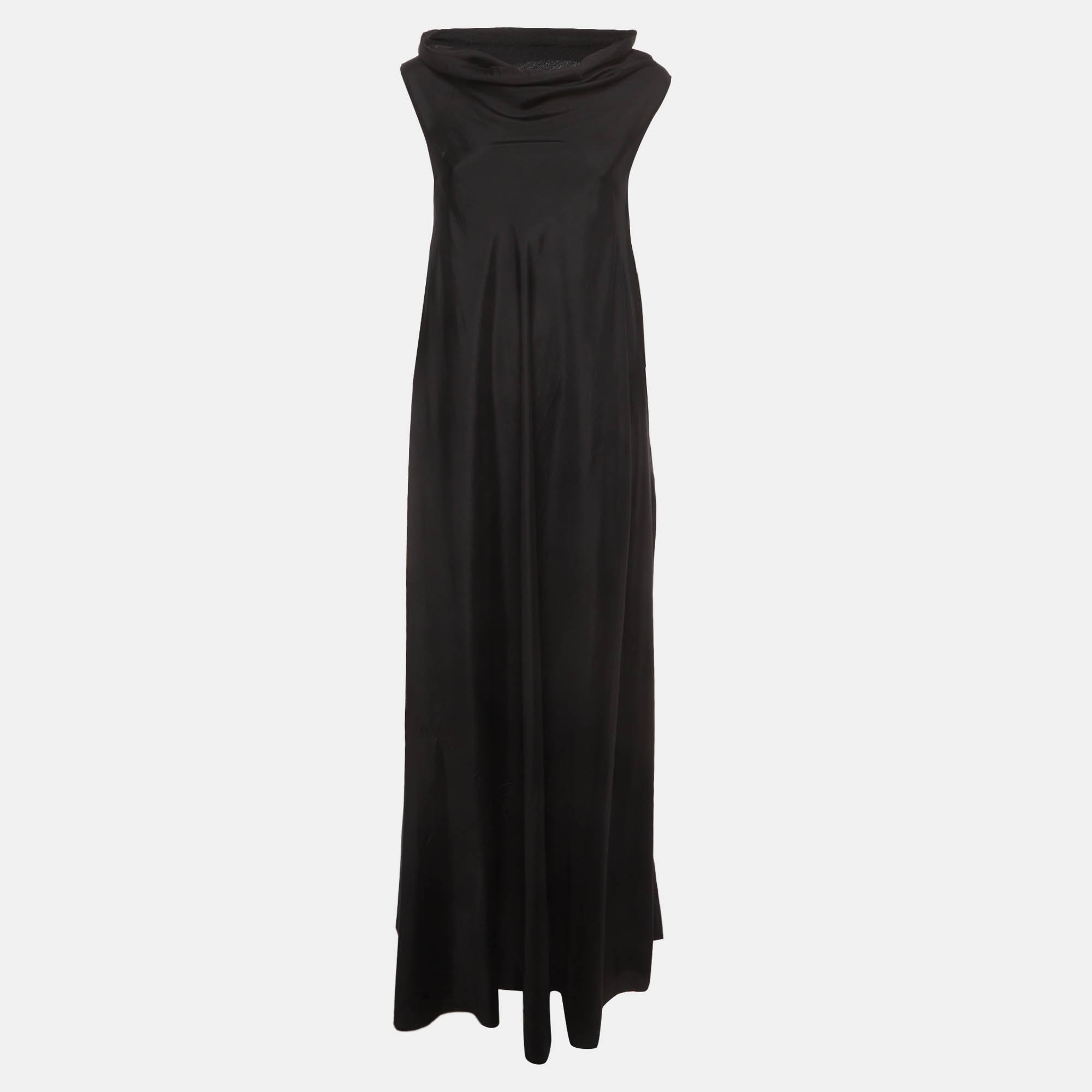 Pre Owned The Row Black Silk Cowl Neck Sleevless Maxi Dress XS