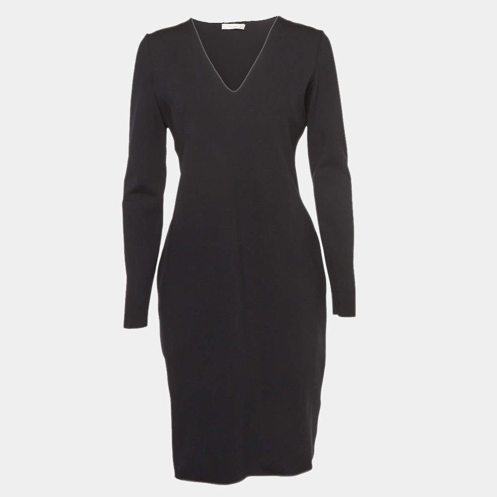 The Row Black Jersey V-Neck Mini Dress L