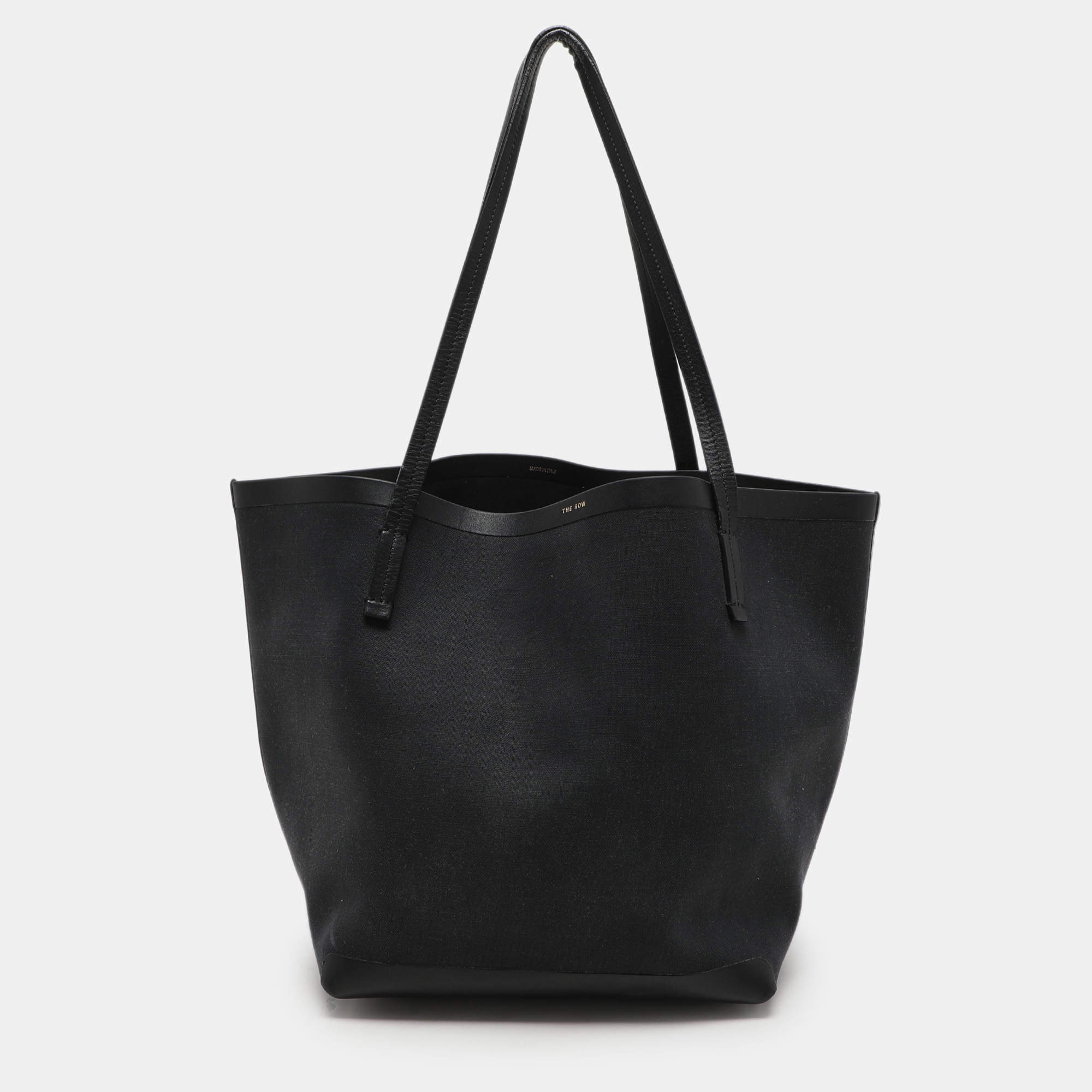 The Row Black Canvas and Leather Park Tote