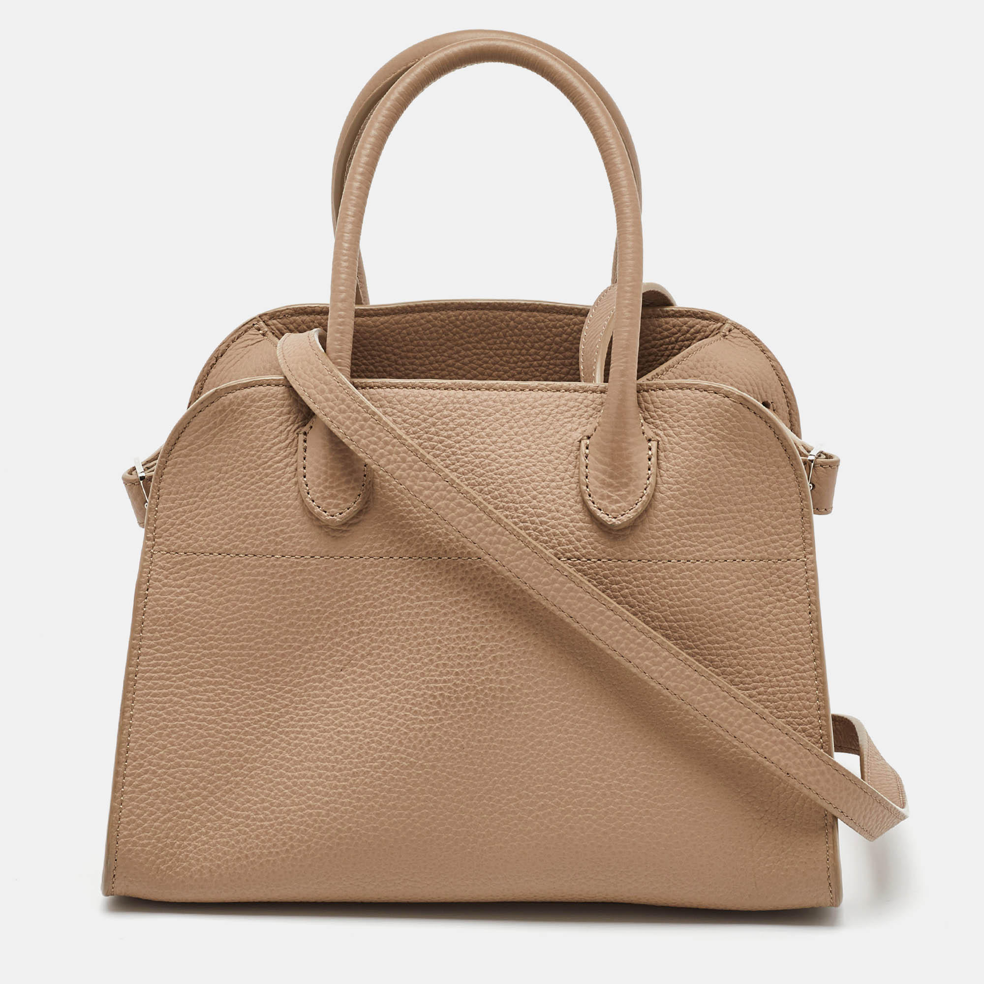 The Row Beige Leather Margaux 10 Satchel