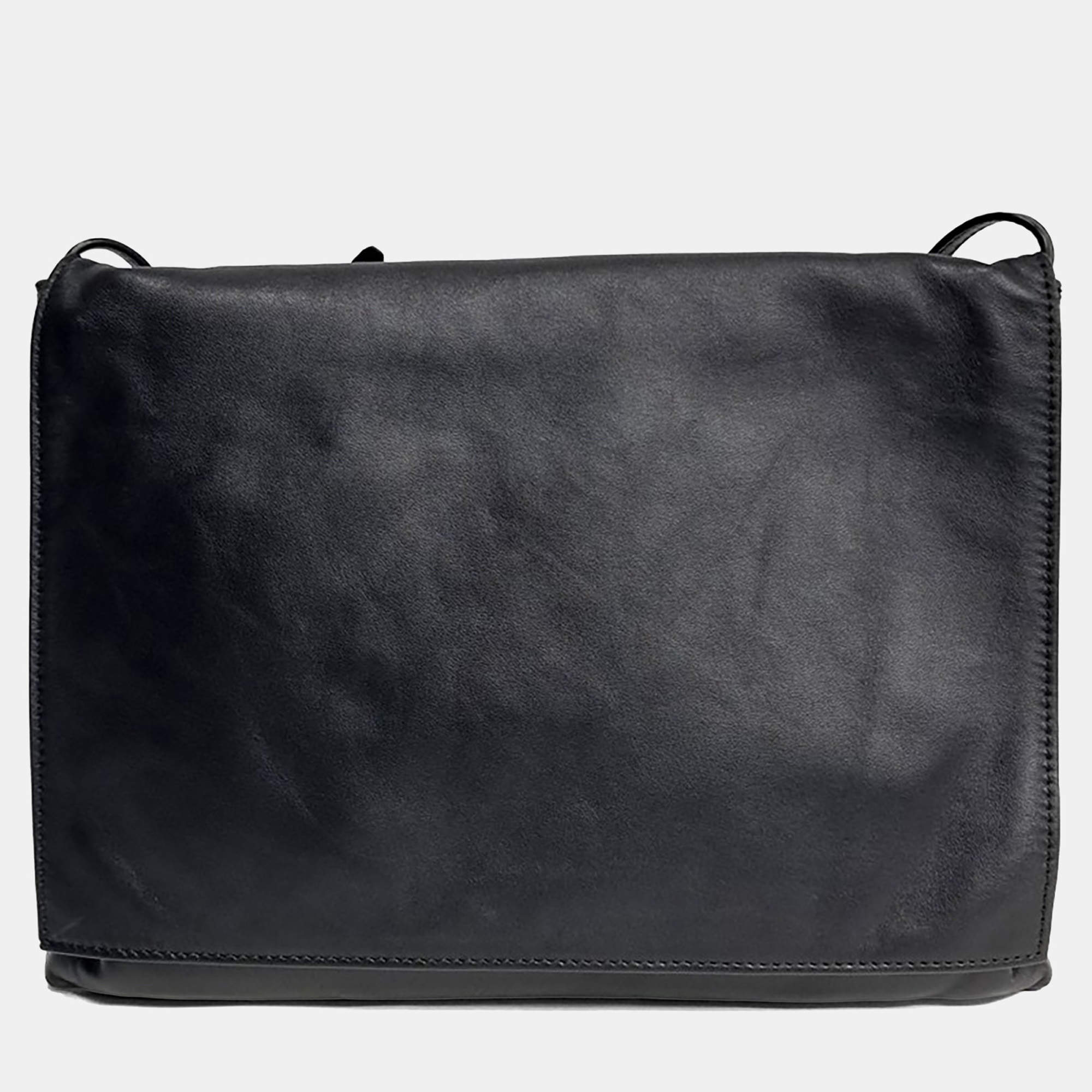 Pre Owned The Row Black Leather Nan Shoulder Bag