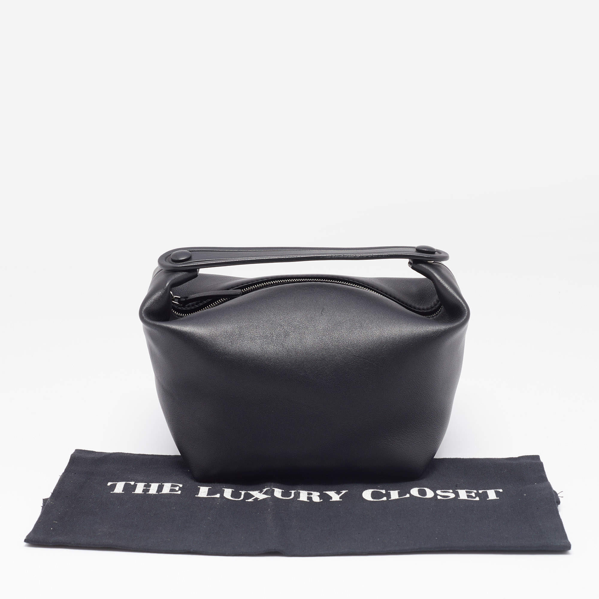 The Row Black Leather Les Bains Clutch Bag