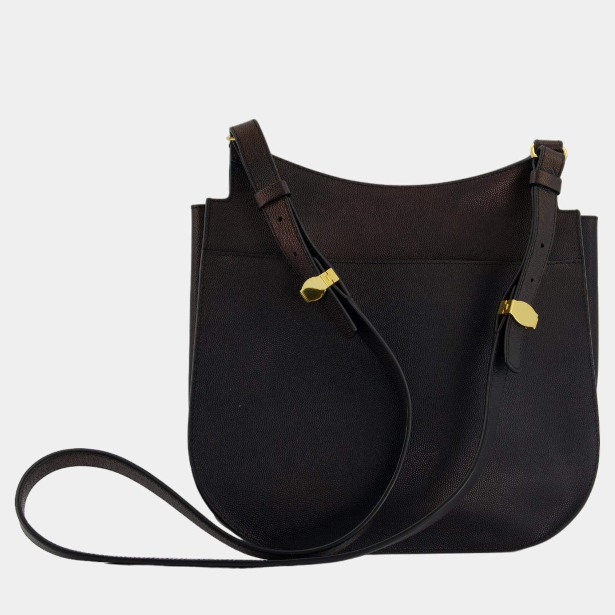 The Row Black Hunting 9 Leather Crossbody Bag The Row TLC