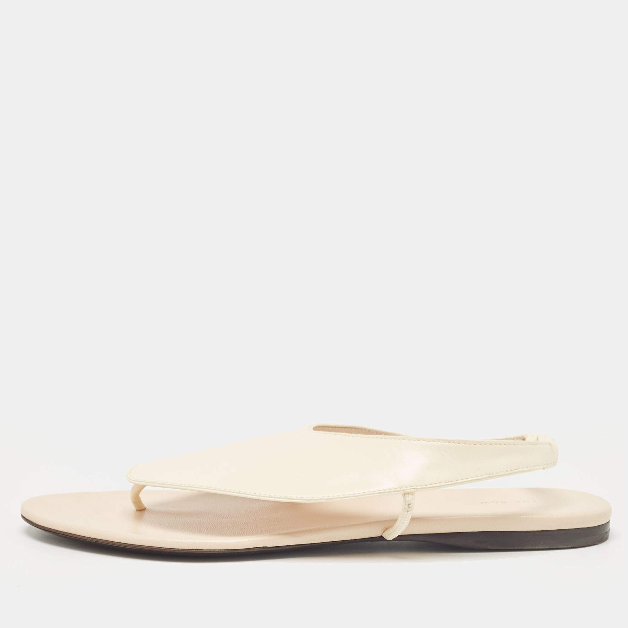 The Row Cream Leather Slingback Sandals Size 37