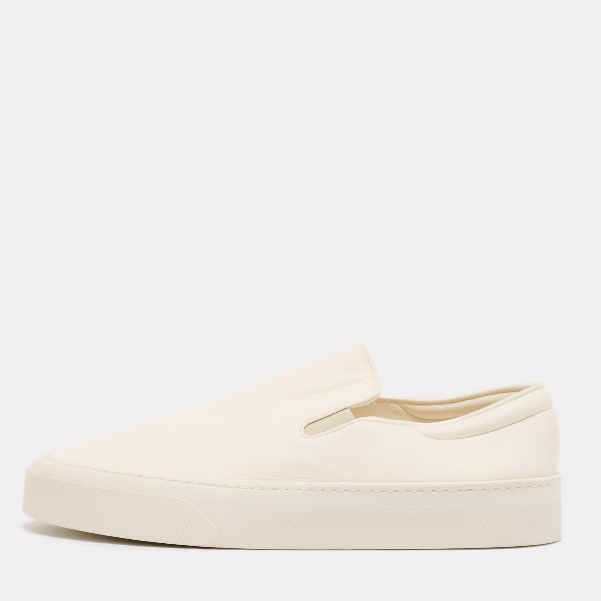 The Row White Leather Dean Slip On Sneakers Size 40
