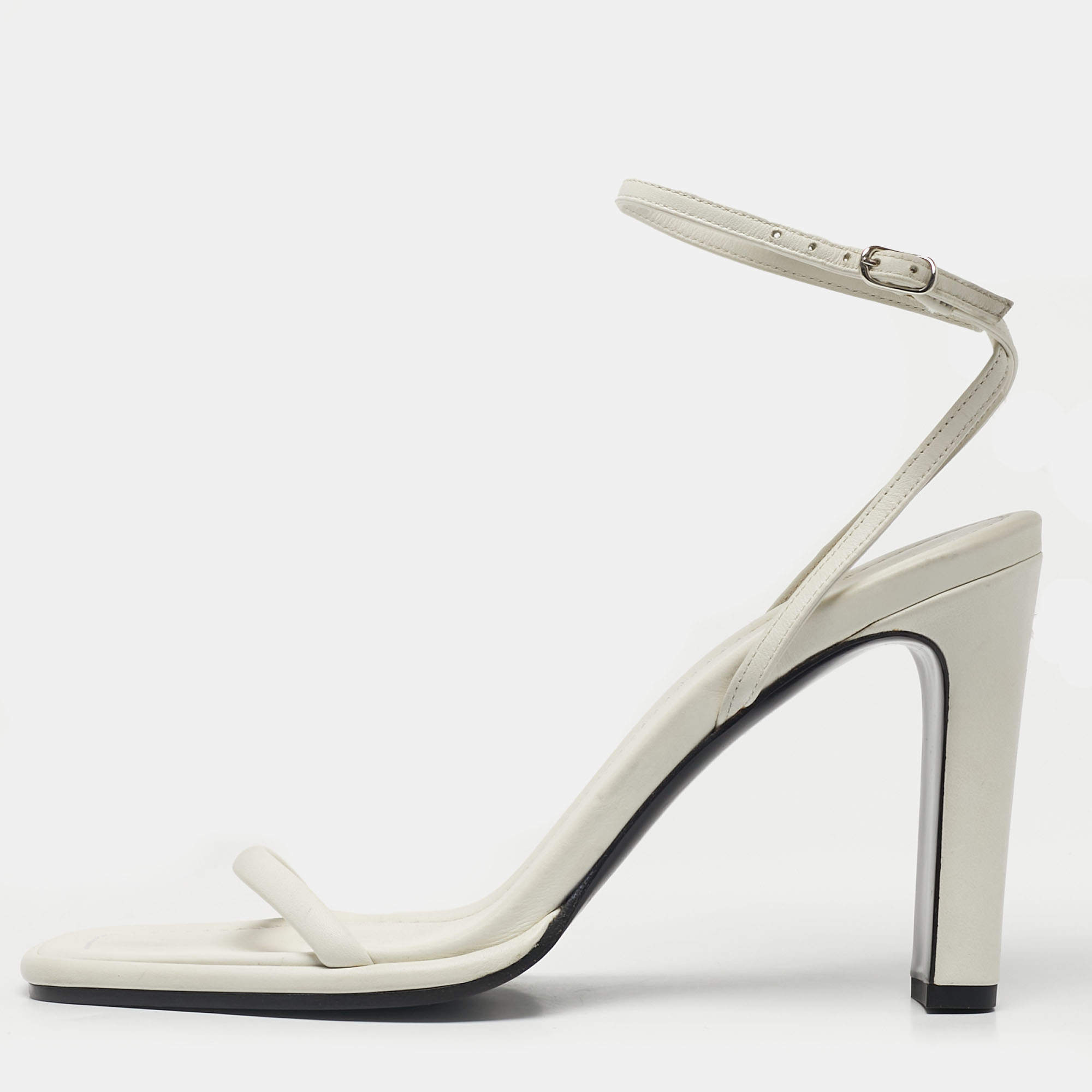 Pre Owned The Row White Leather Kate Ankle Strap Sandals Size 39