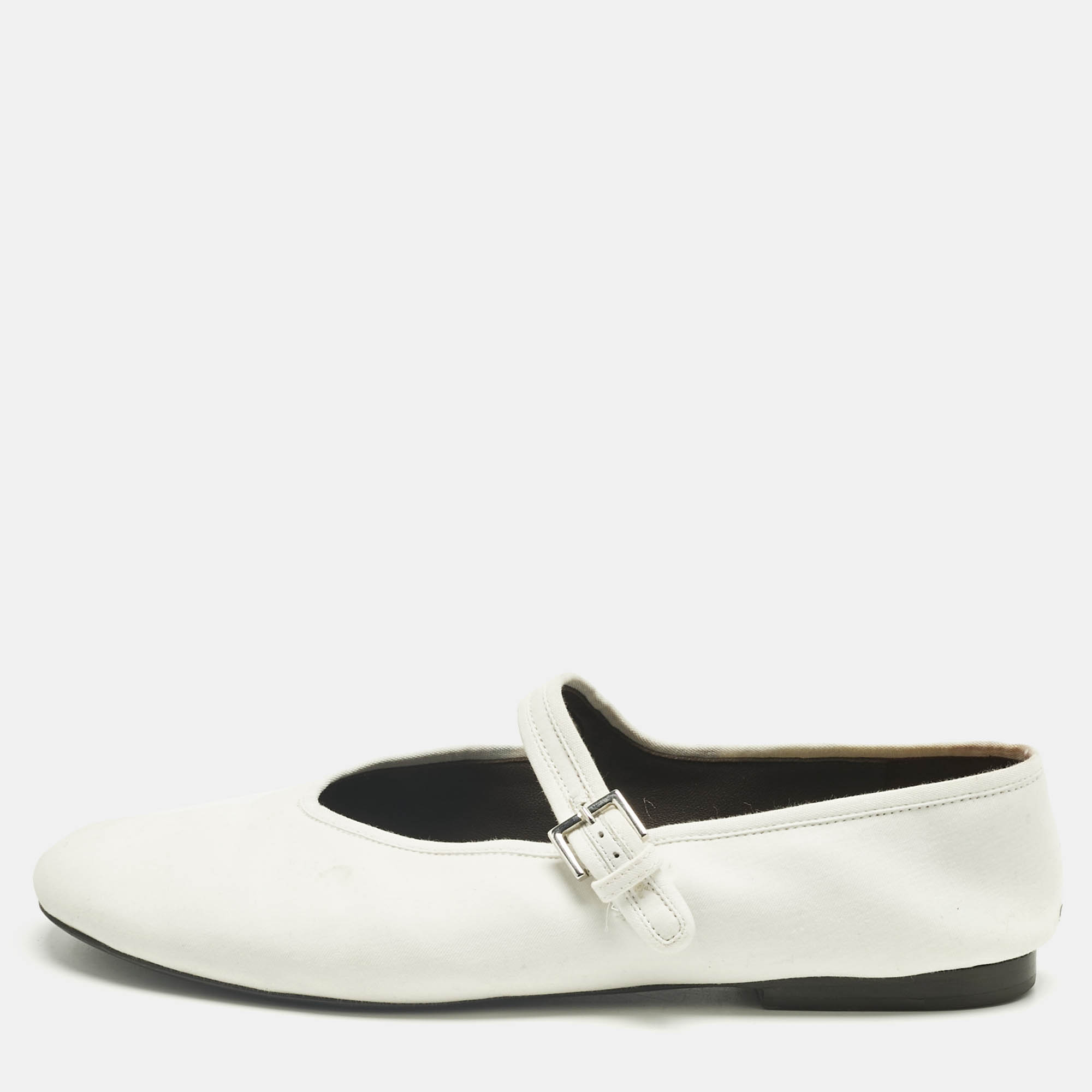 Pre Owned The Row White Fabric Mary Jane  Ballet Flats Size 40