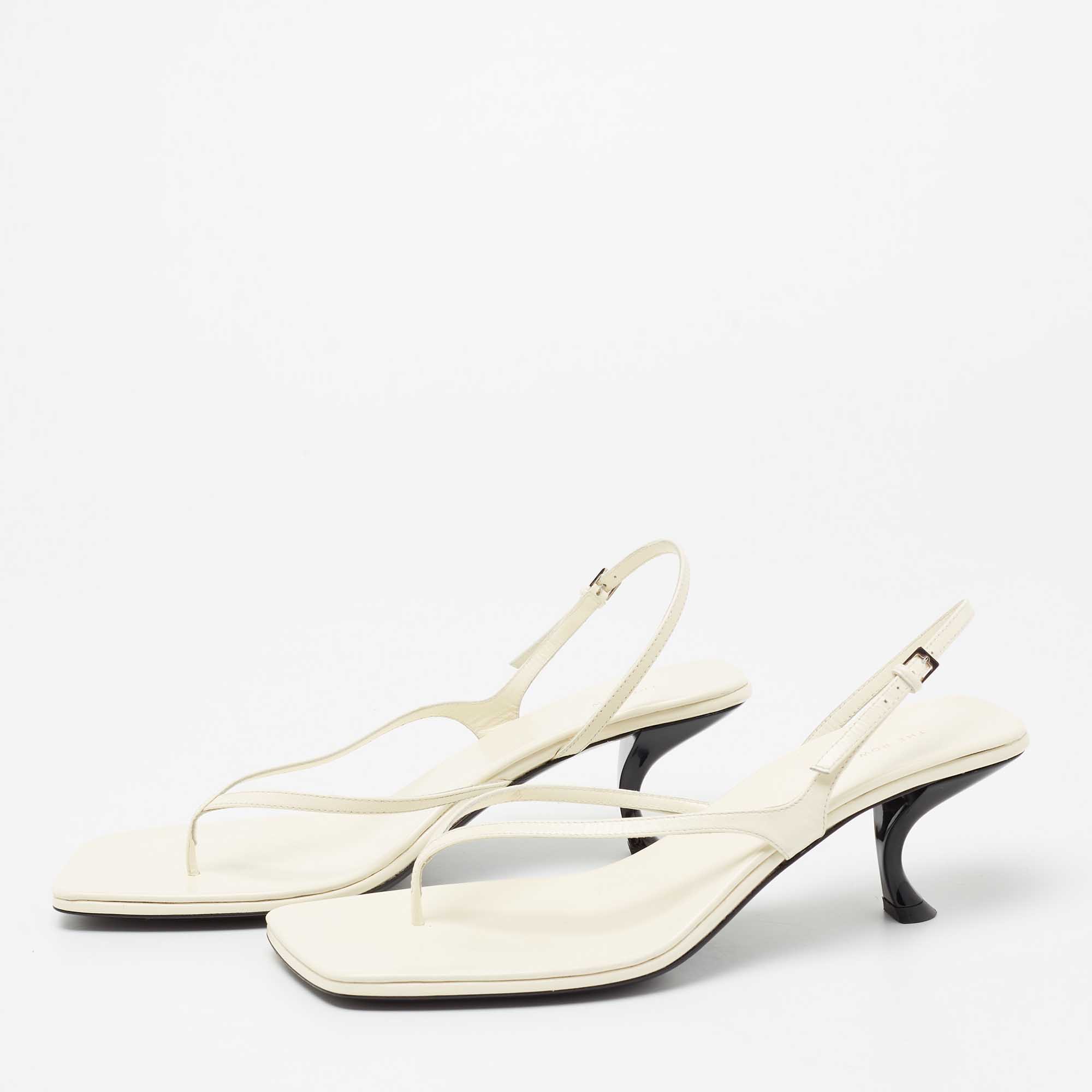 The Row White Leather Constance Slingback Sandals Size 39