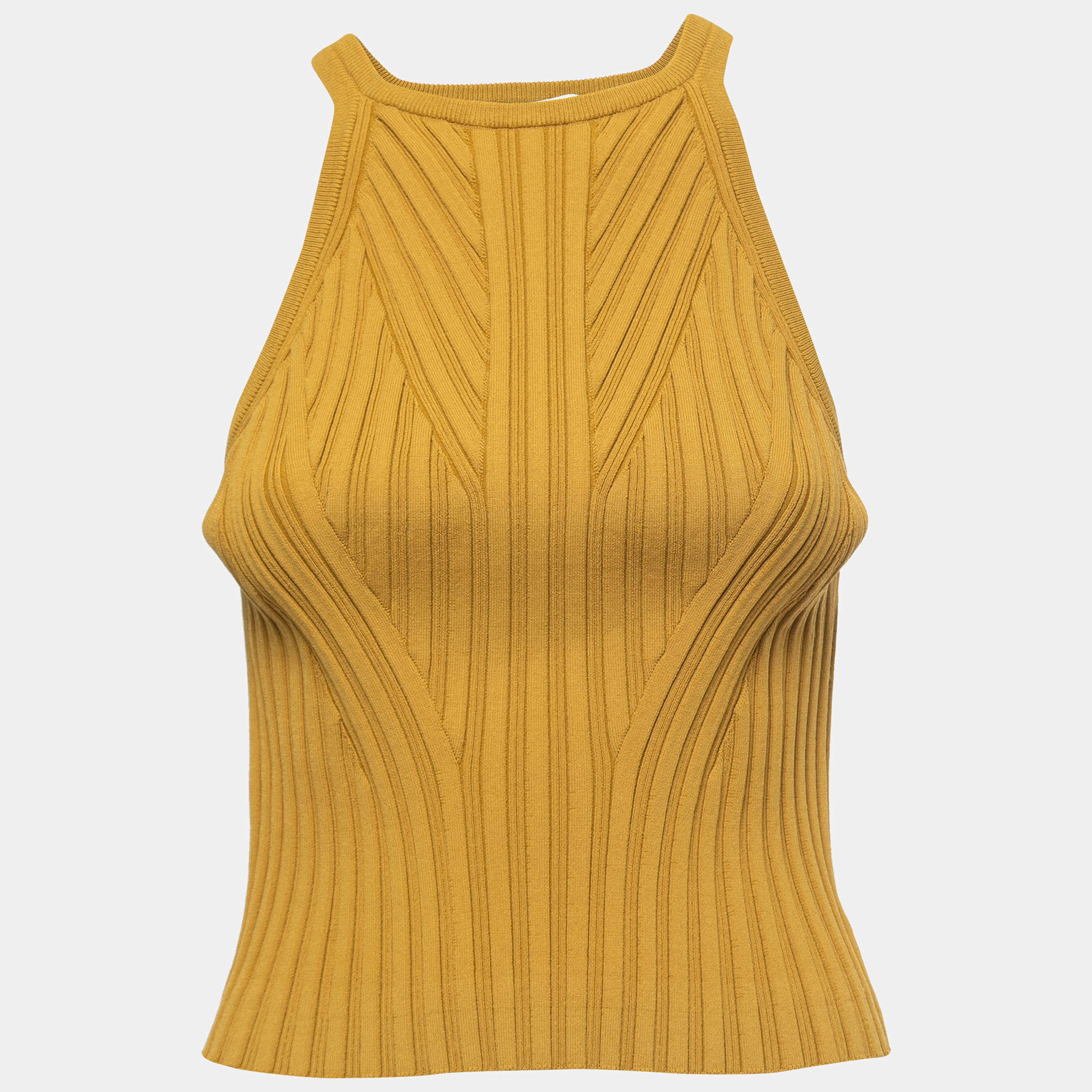 The Sei Yellow Ribbed Knit Sleeveless Top M