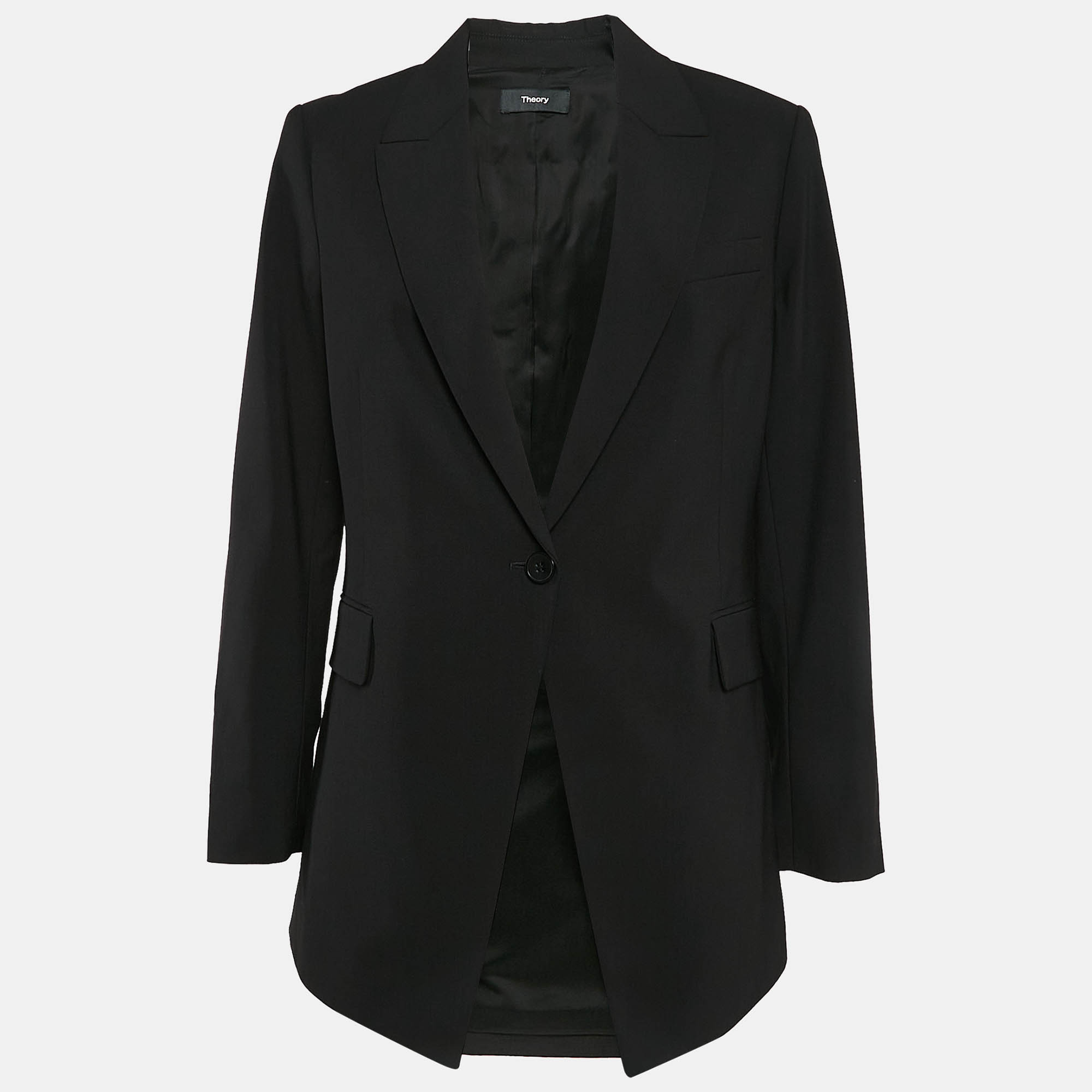 Pre Owned Theory Black Wool Single Breasted Etiennette Blazer M