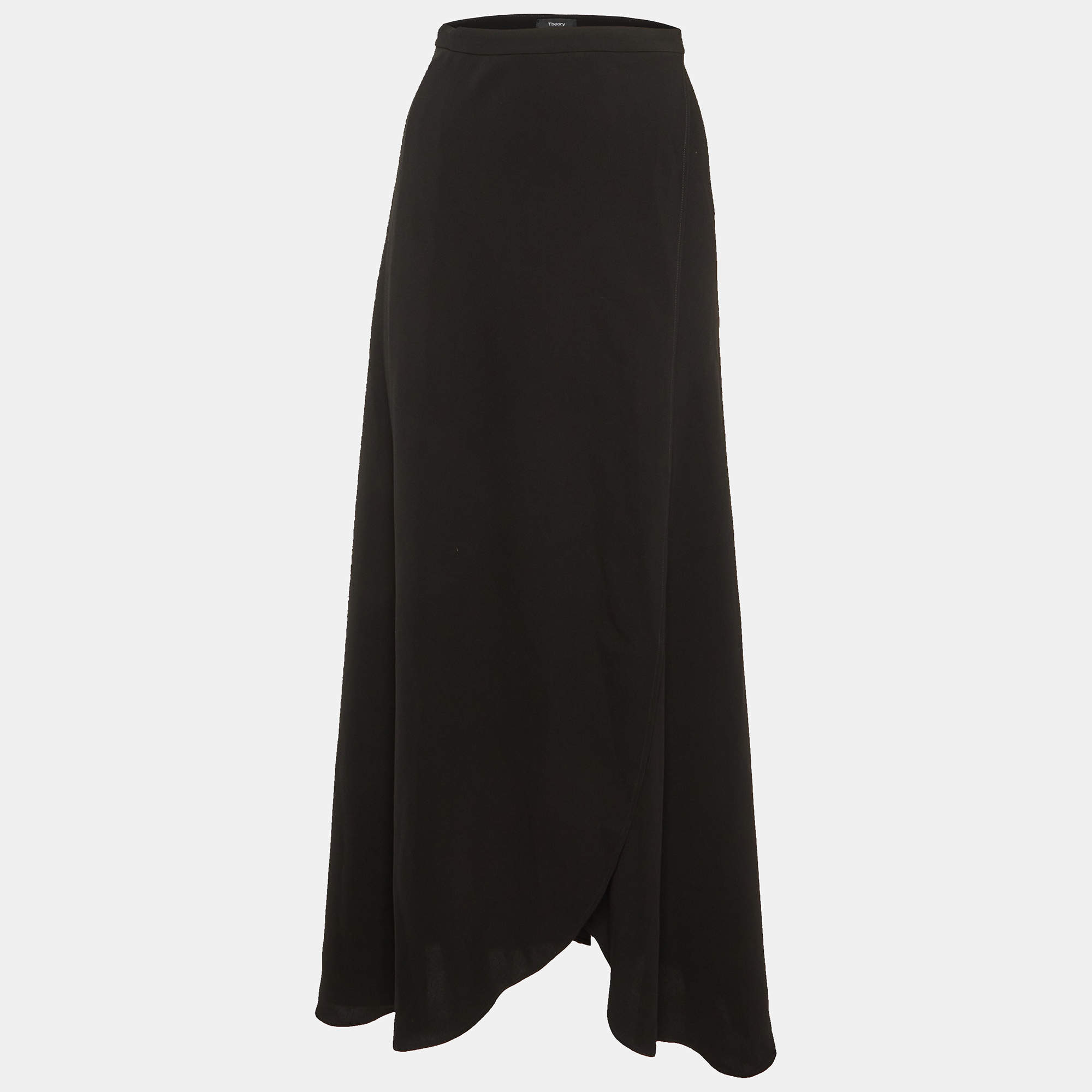 Theory Black Crepe Wrap Maxi Skirt M