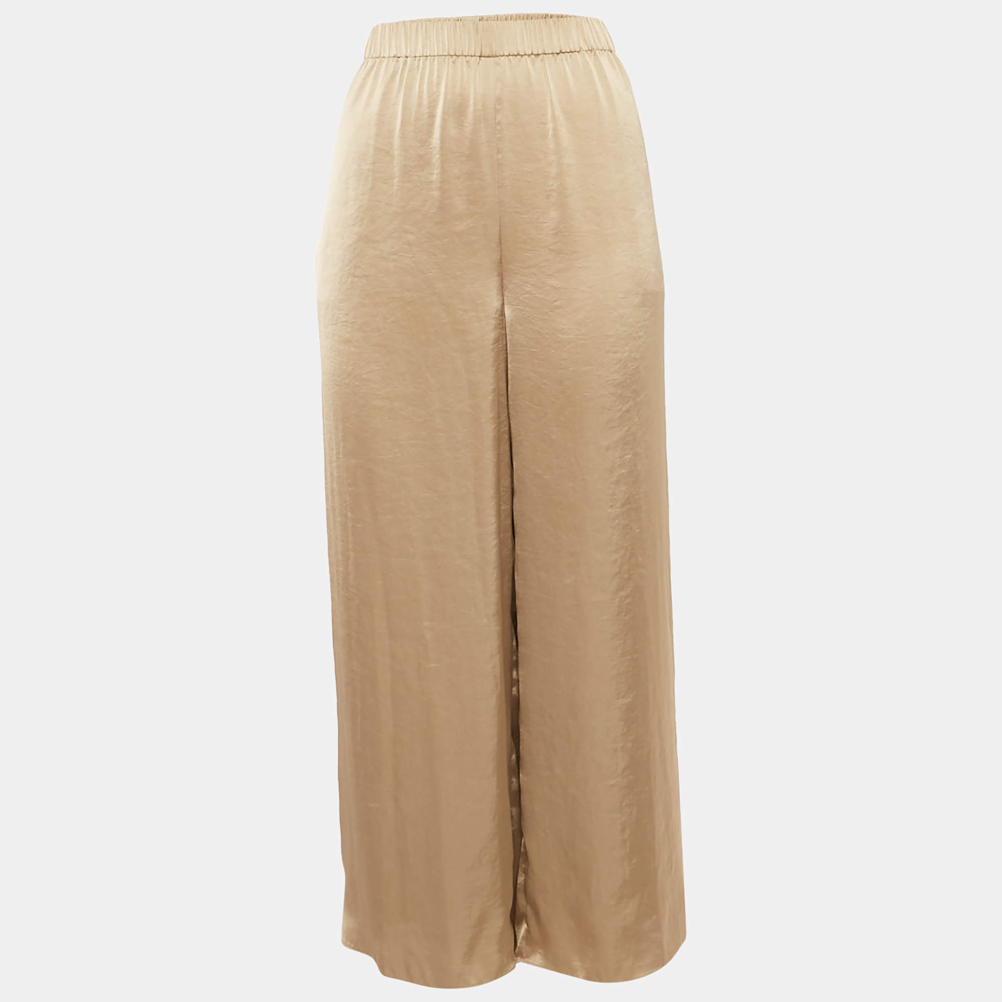 Pre Owned Theory Gold Sateen Straight Leg Pants L