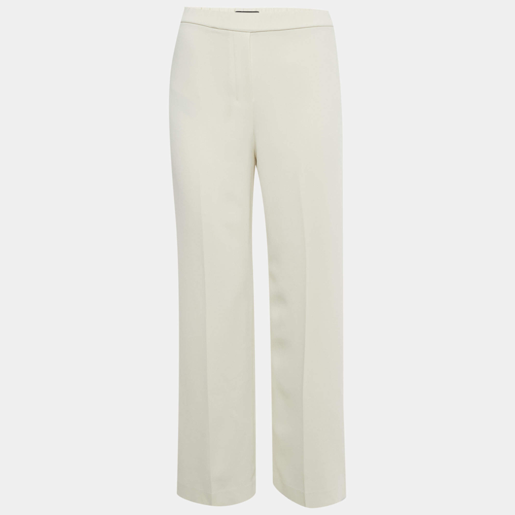 Pre Owned Theory Cream Crepe Straight Leg Trousers XS