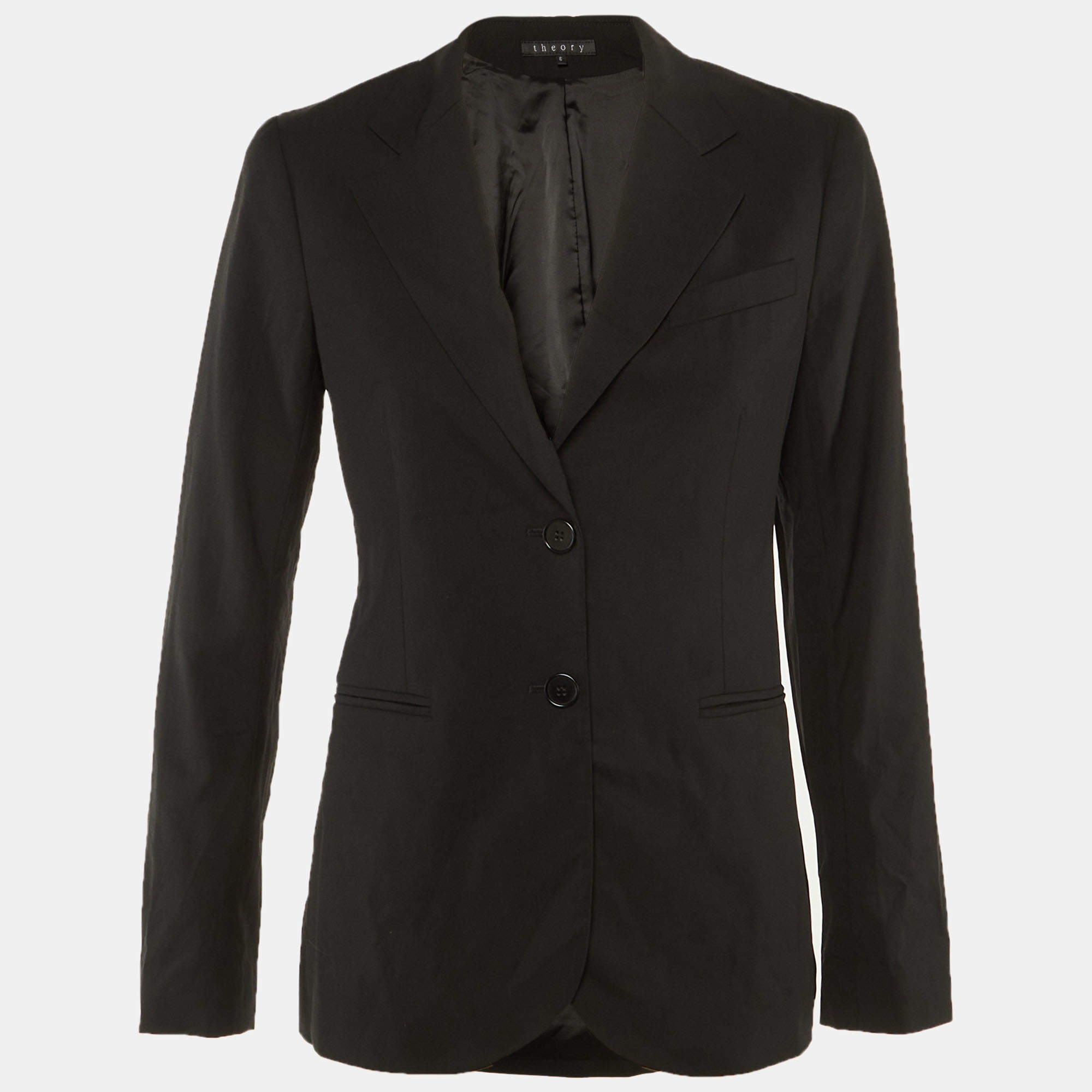 Pre Owned Theory Black Wool Single Breasted Blazer S