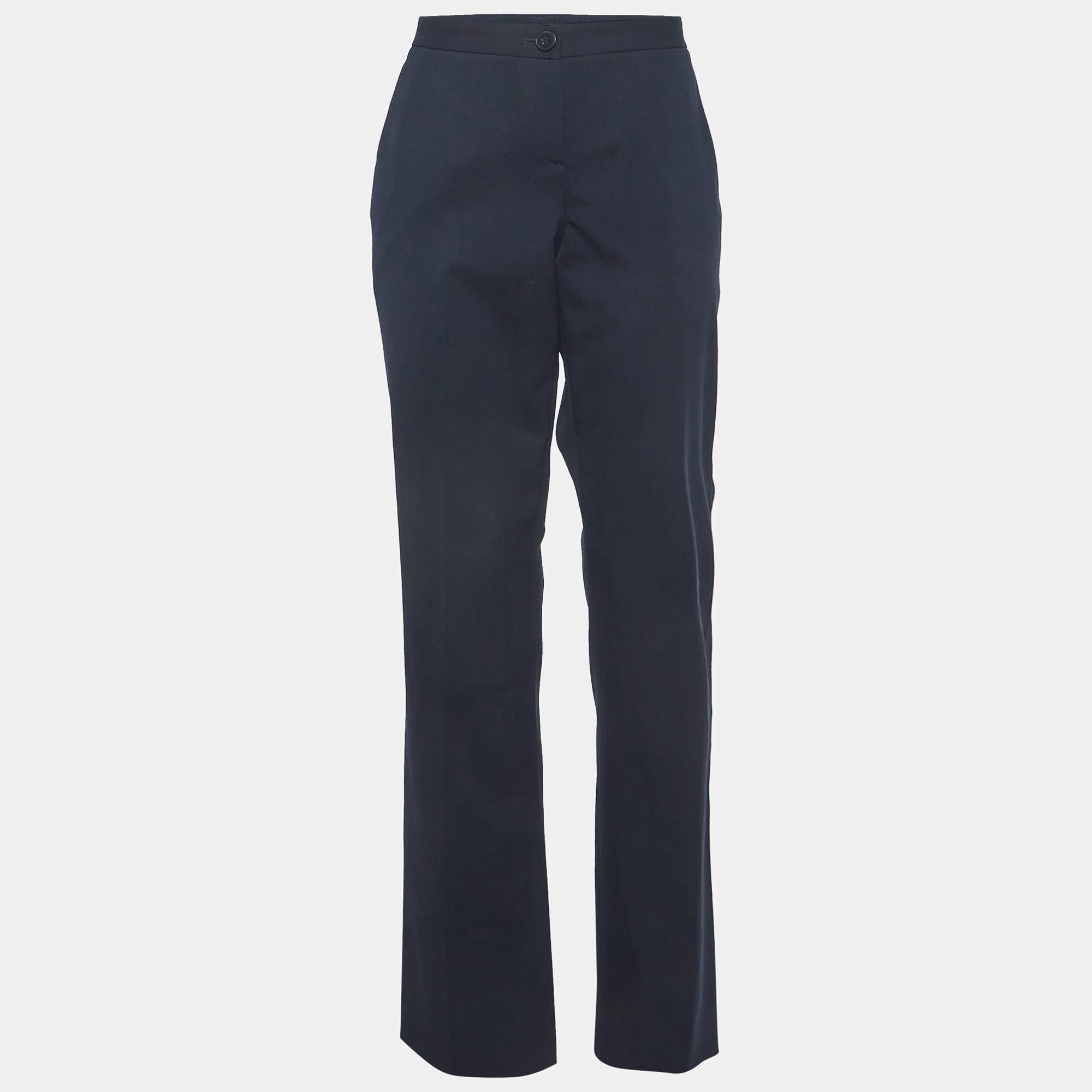 Pre Owned Theory Blue Stretch Gabardine Trousers L