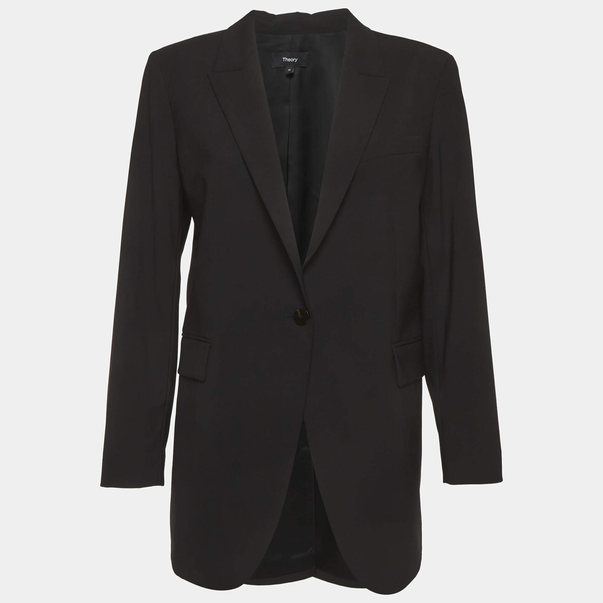 مملوكة مسبقًا Theory Black Wool Regular Fit Blazer M