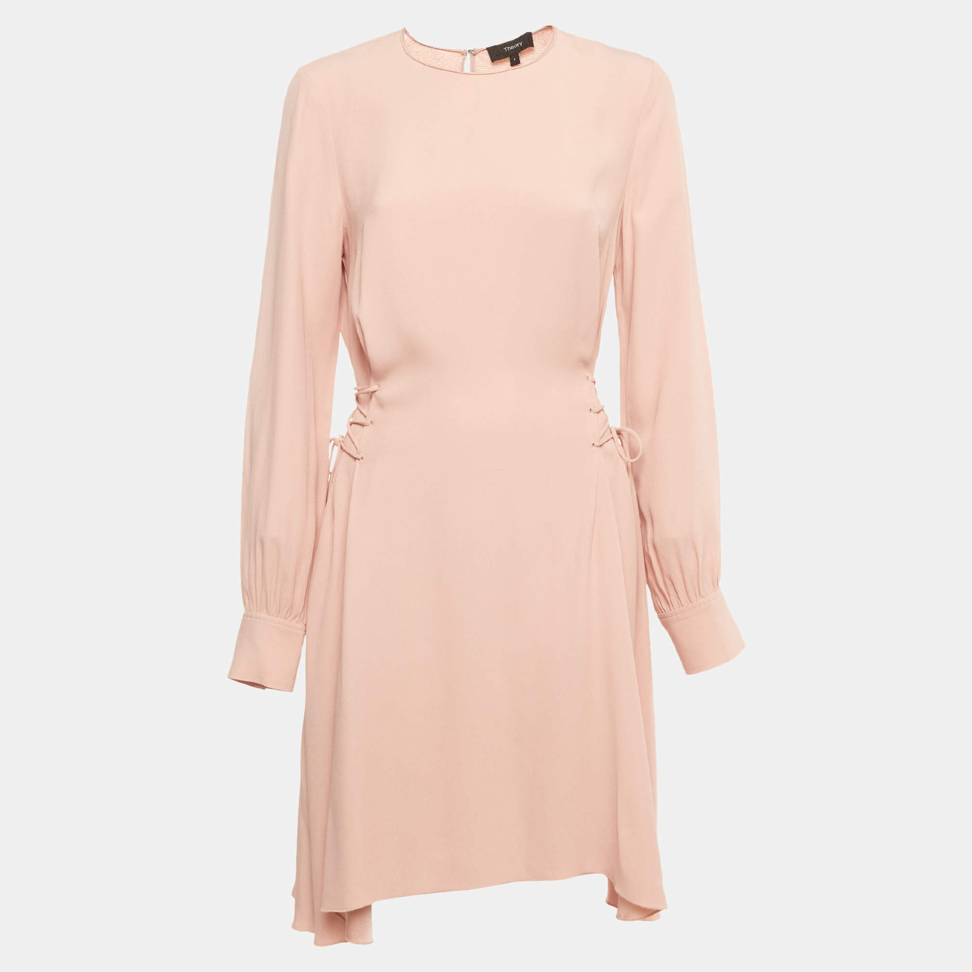 Pre Owned Theory Pink Crepe Lace-Up Detail Mini Dress S