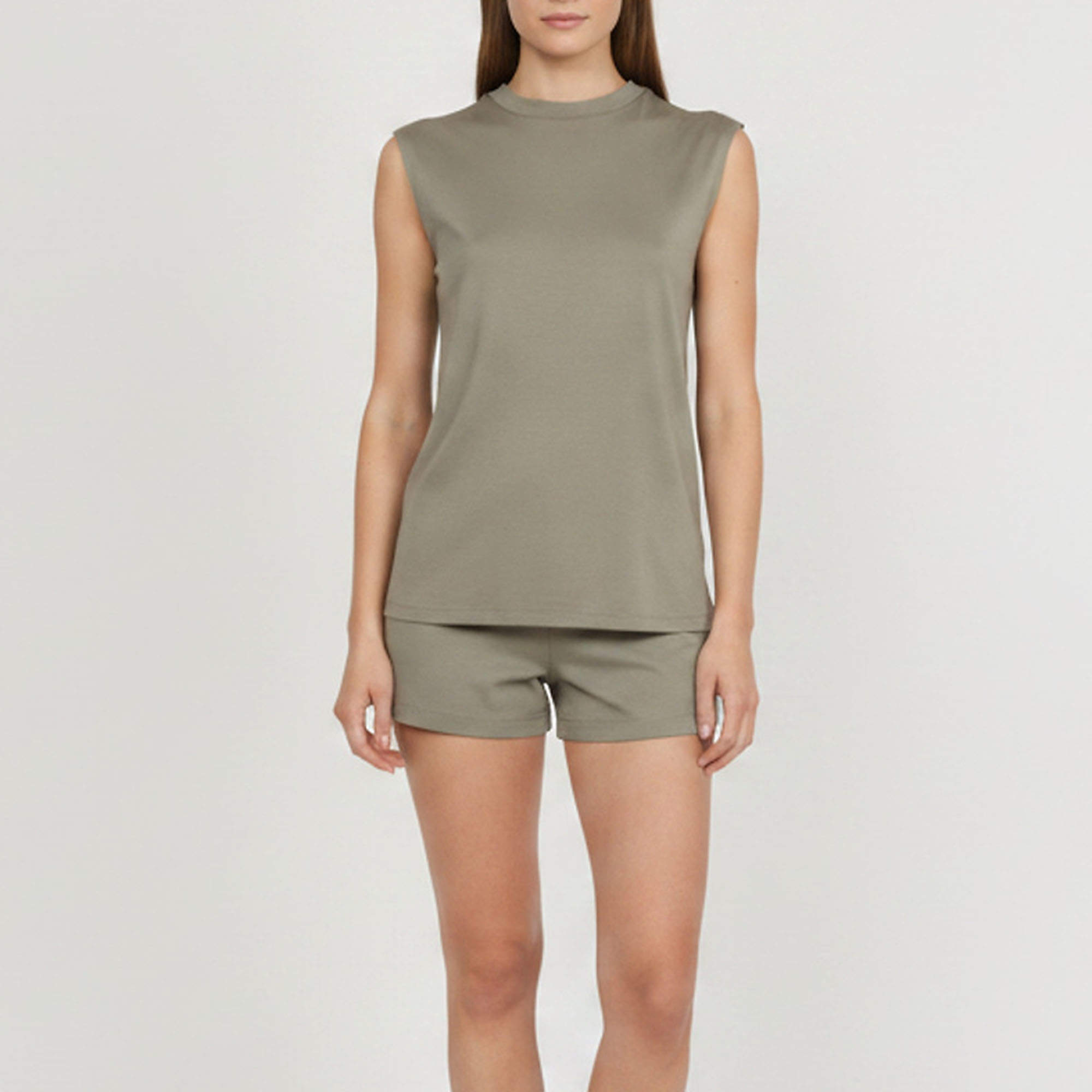 Pre Owned Theory Grey Jersey Round Neck Tank Top XS 