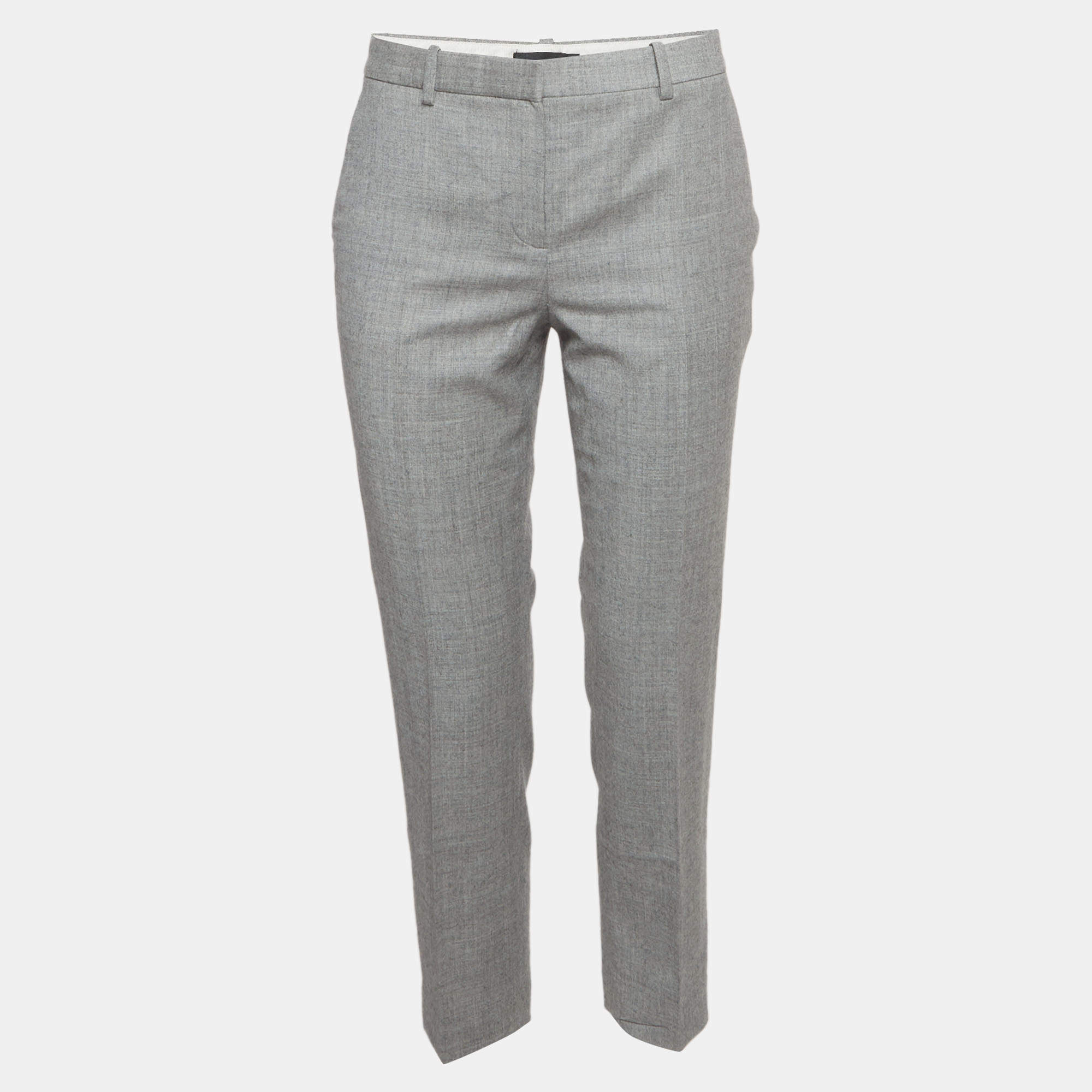Pre Owned Theory Grey Wool Blend Straight Fit Trousers XS