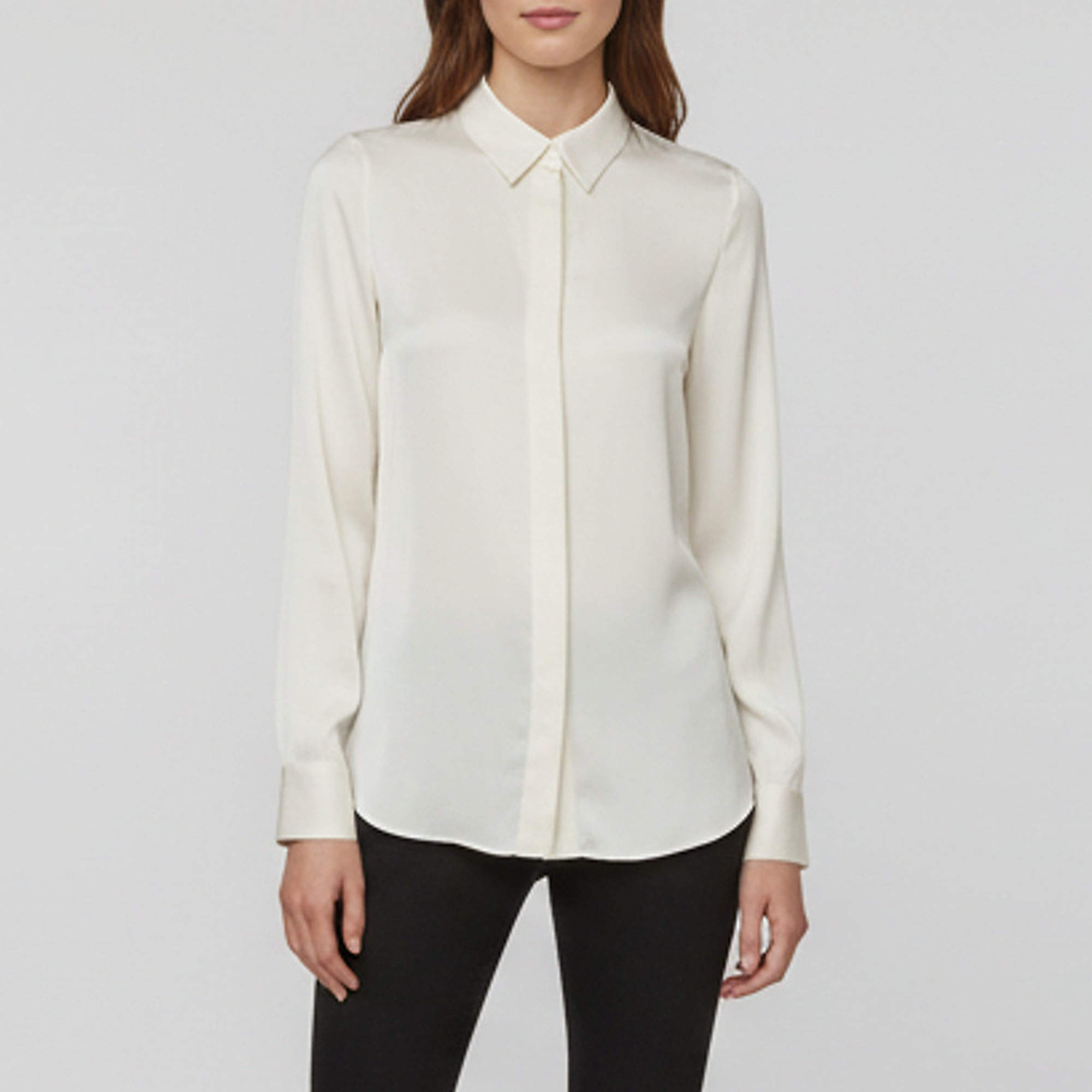 Pre Owned Theory Off White Silk Blend Button-Up Shirt S