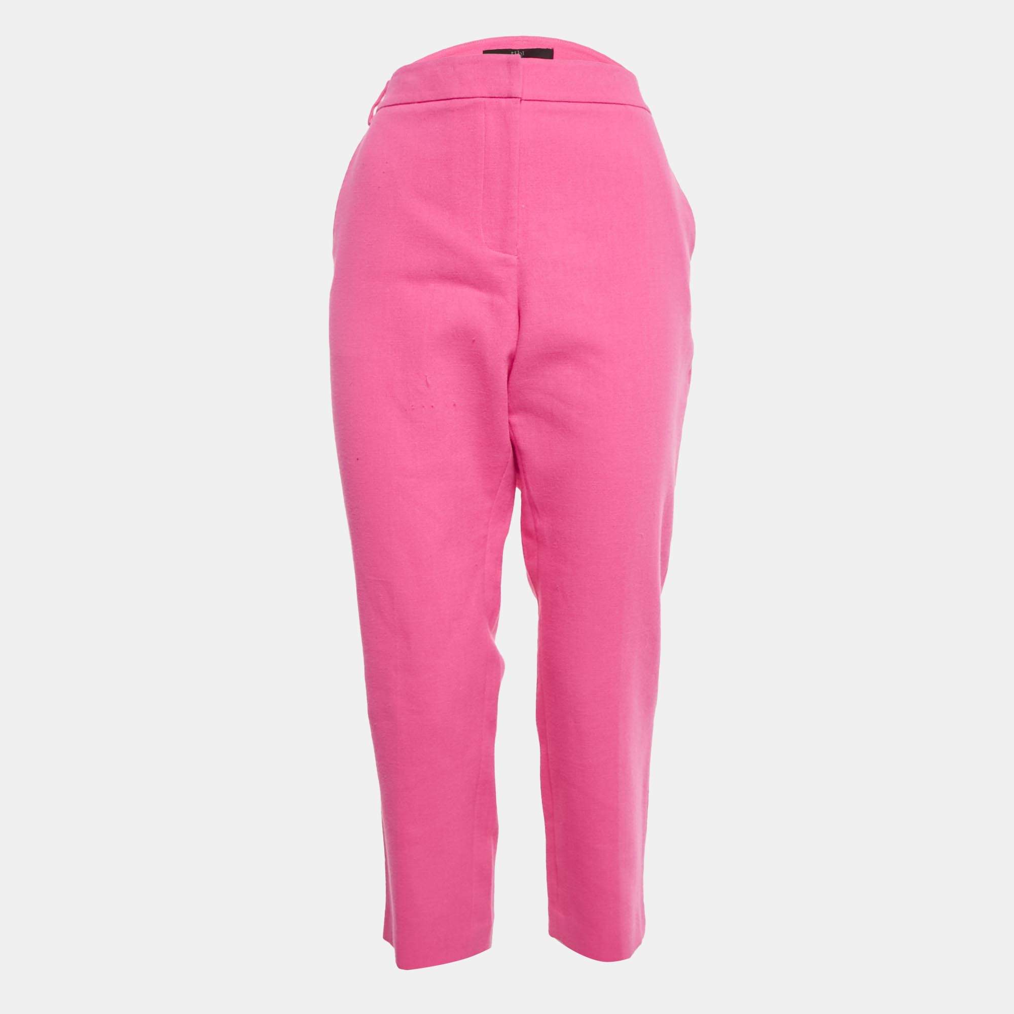Pre Owned Tibi Pink Cotton Formal Trousers L