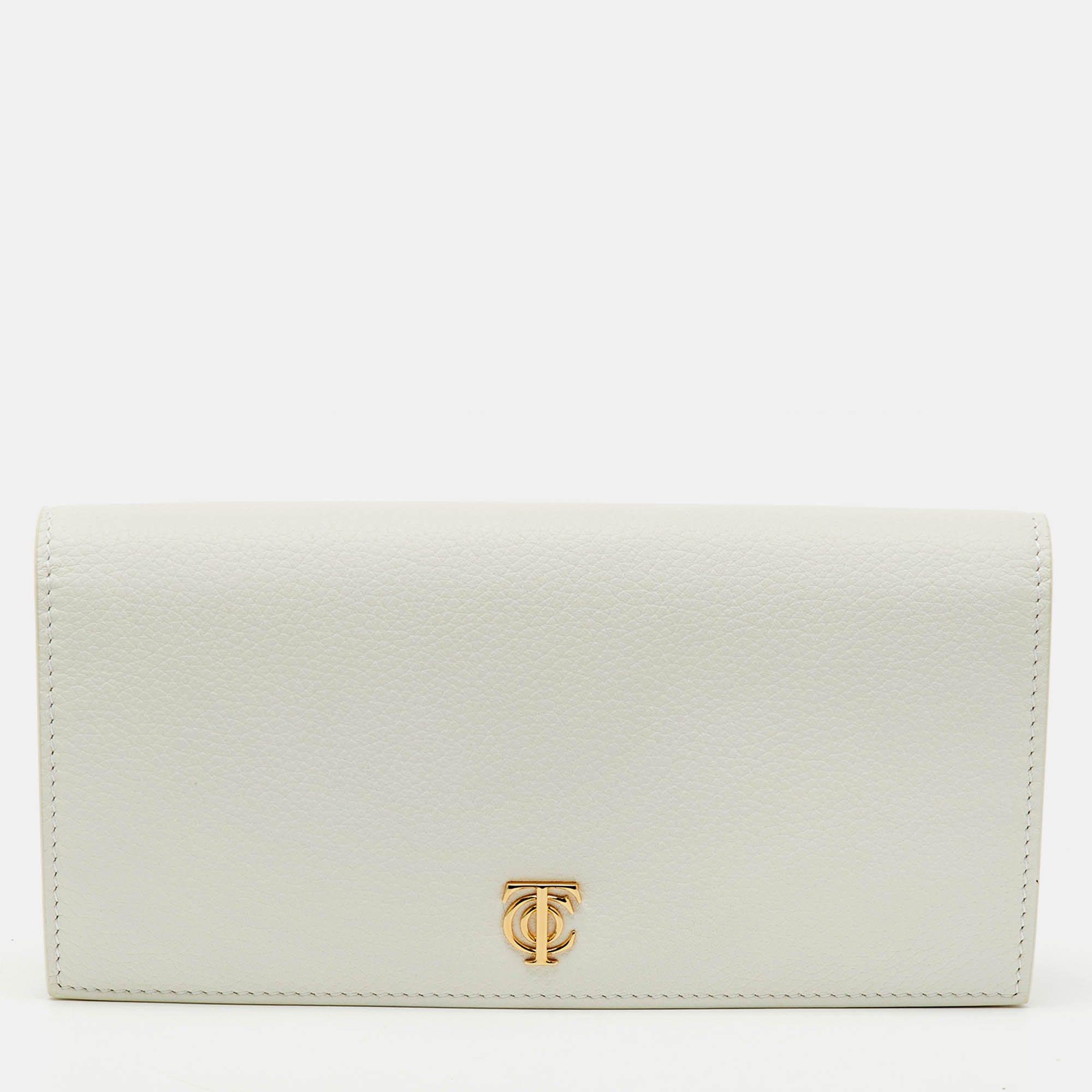 Tiffany & Co. White Leather Logo Flap Continental Wallet