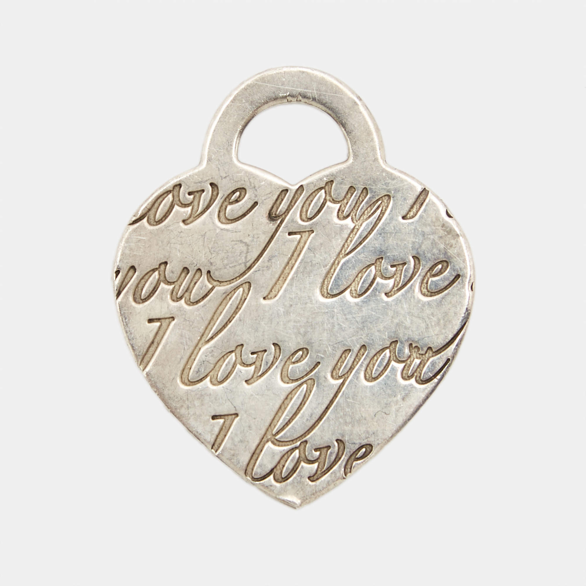 Pre Owned Tiffany & Co. I Love You Heart Tag Sterling Silver Pendant Charm