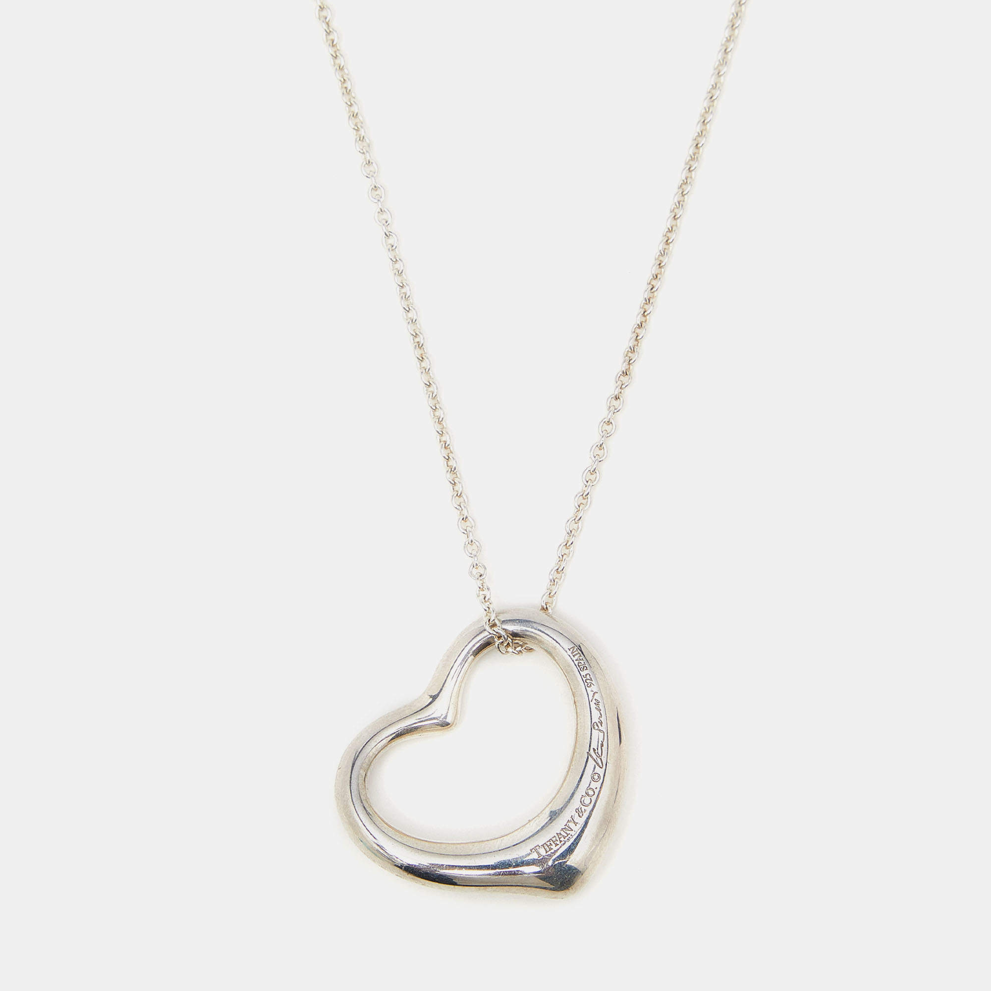 Pre Owned Tiffany & Co. Elsa Peretti Open Heart Sterling Silver Necklace