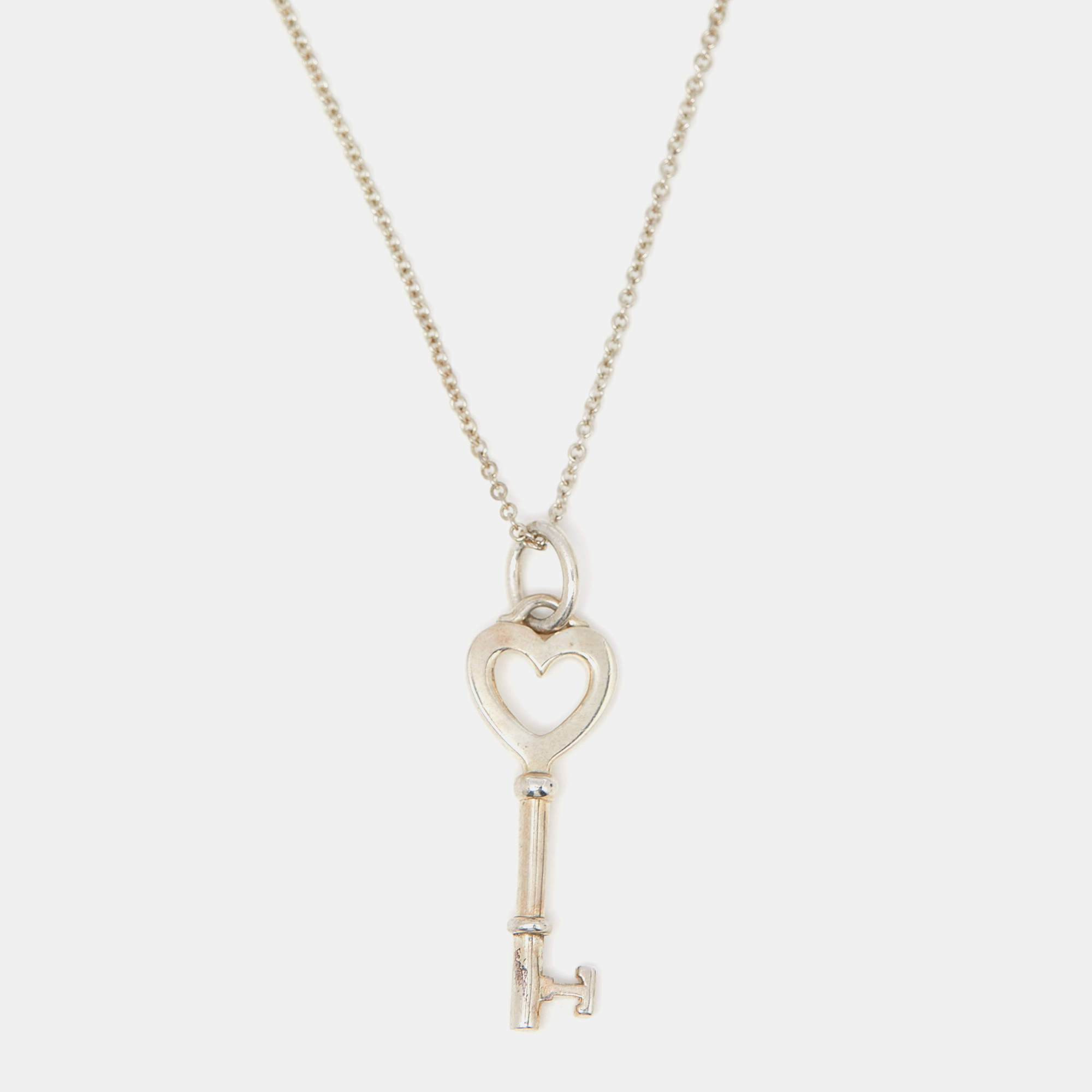 Pre Owned Tiffany & Co. Heart Key Sterling Silver Necklace